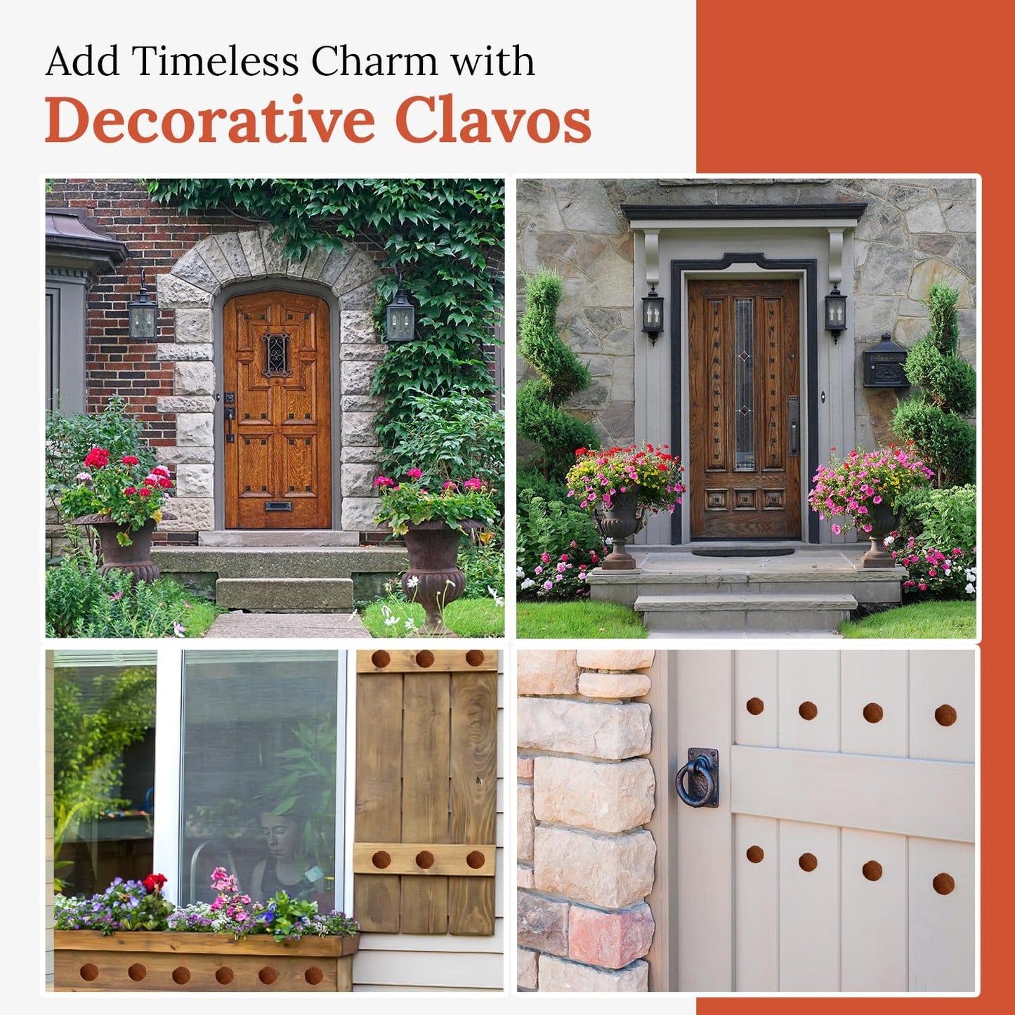 10 Pack 2" Round Head Iron Clavos Decorative Nails – Rusted – Handmade Rustic Round Fasteners for Farmhouse Shutters, Faux Wood Beams, Barn Doors, Shutters, Gates – Ornamental Wood Accent