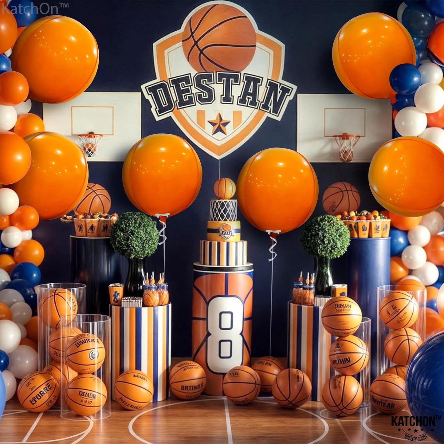 KatchOn, Big 22 Inch Orange Balloons - Pack of 6 | Mylar Balloons for Basketball Party Decorations | Orange Party Decorations | Halloween Decor, Thanksgiving Decor