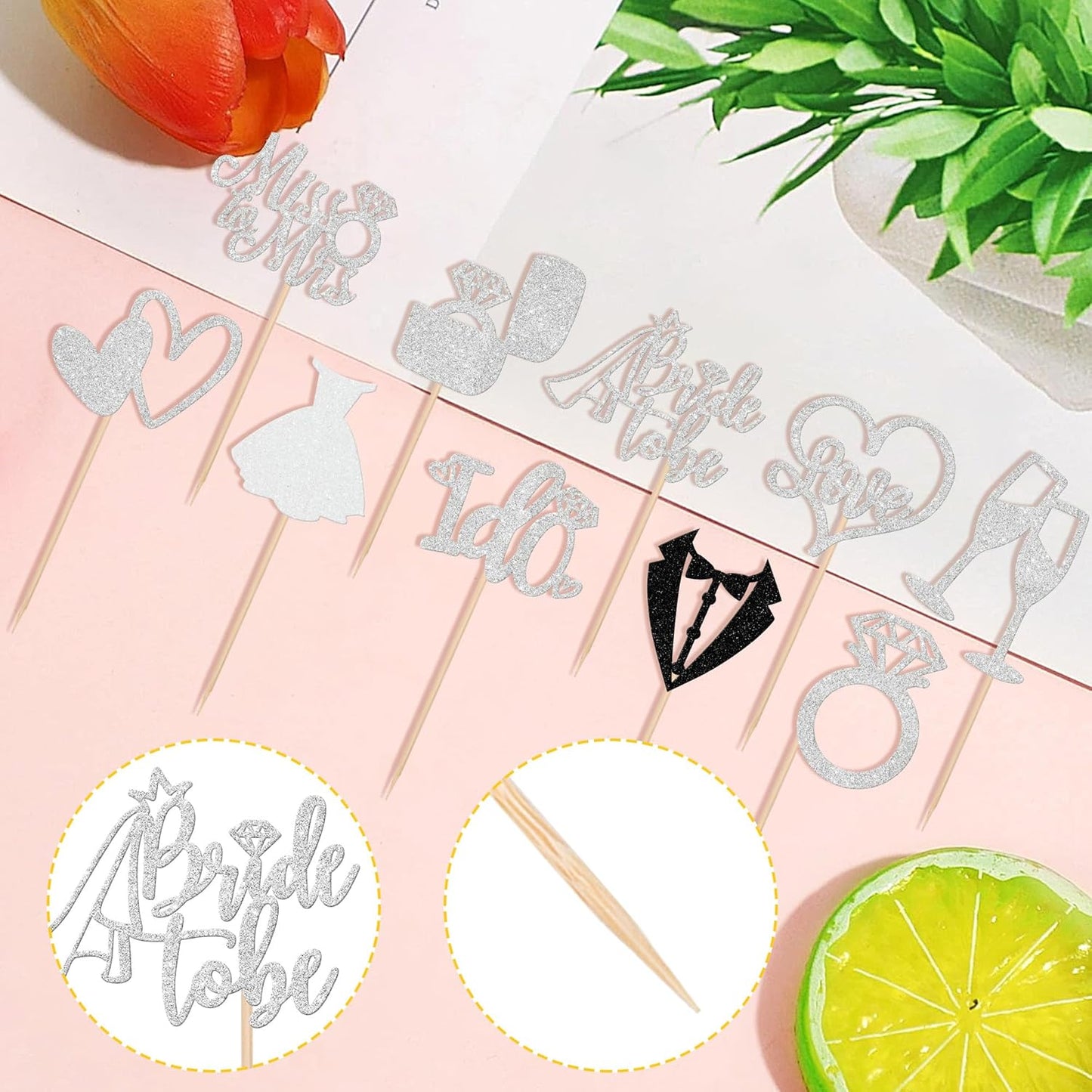 30 PCS Bride to Be Cupcake Toppers Glitter Wedding Cupcake Decorations I Do Love Heart Ring Miss to Mrs Cupcake Picks for Wedding Engagement Bridal Shower Party Cake Decorations Supplies Silver