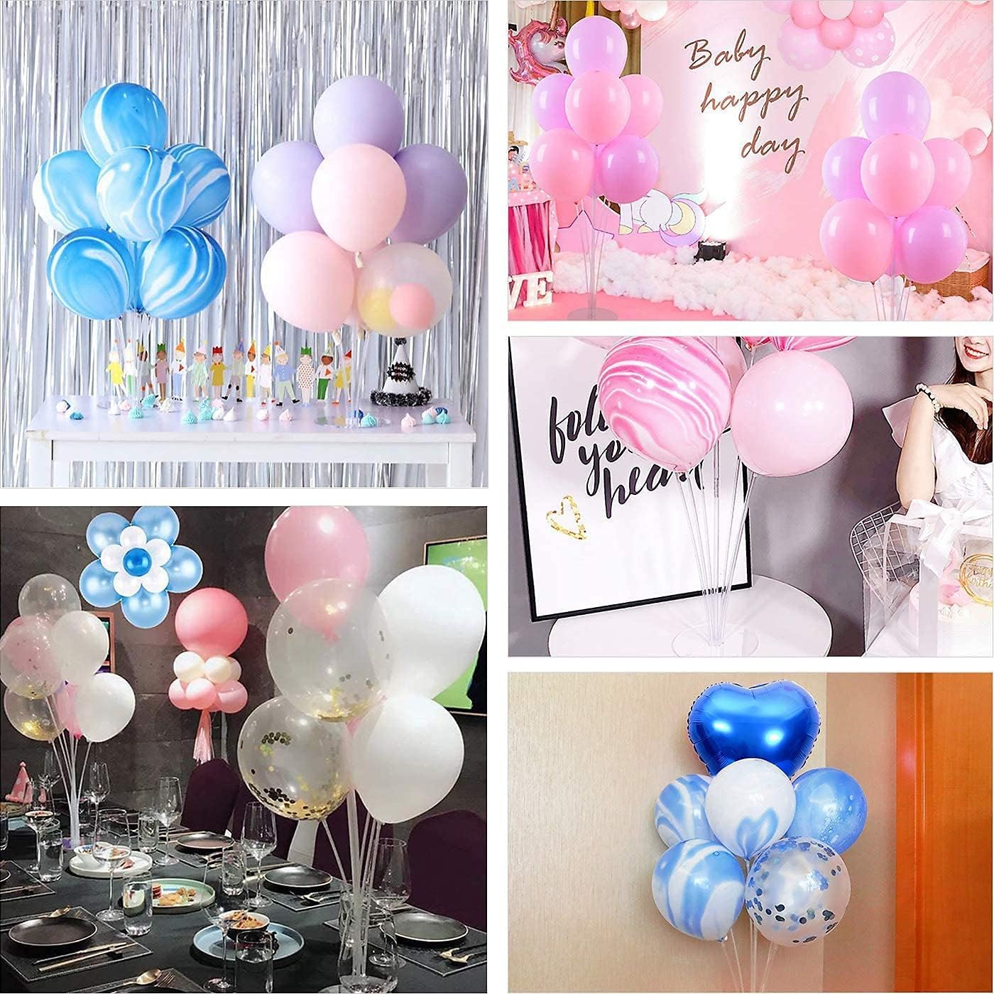 10 Sets Balloon Stand Kit, Reusable Clear Balloon Stands for Table, Balloon Centerpieces for Tables Suitable for Birthday Decorations Party Wedding Graduation Decorations