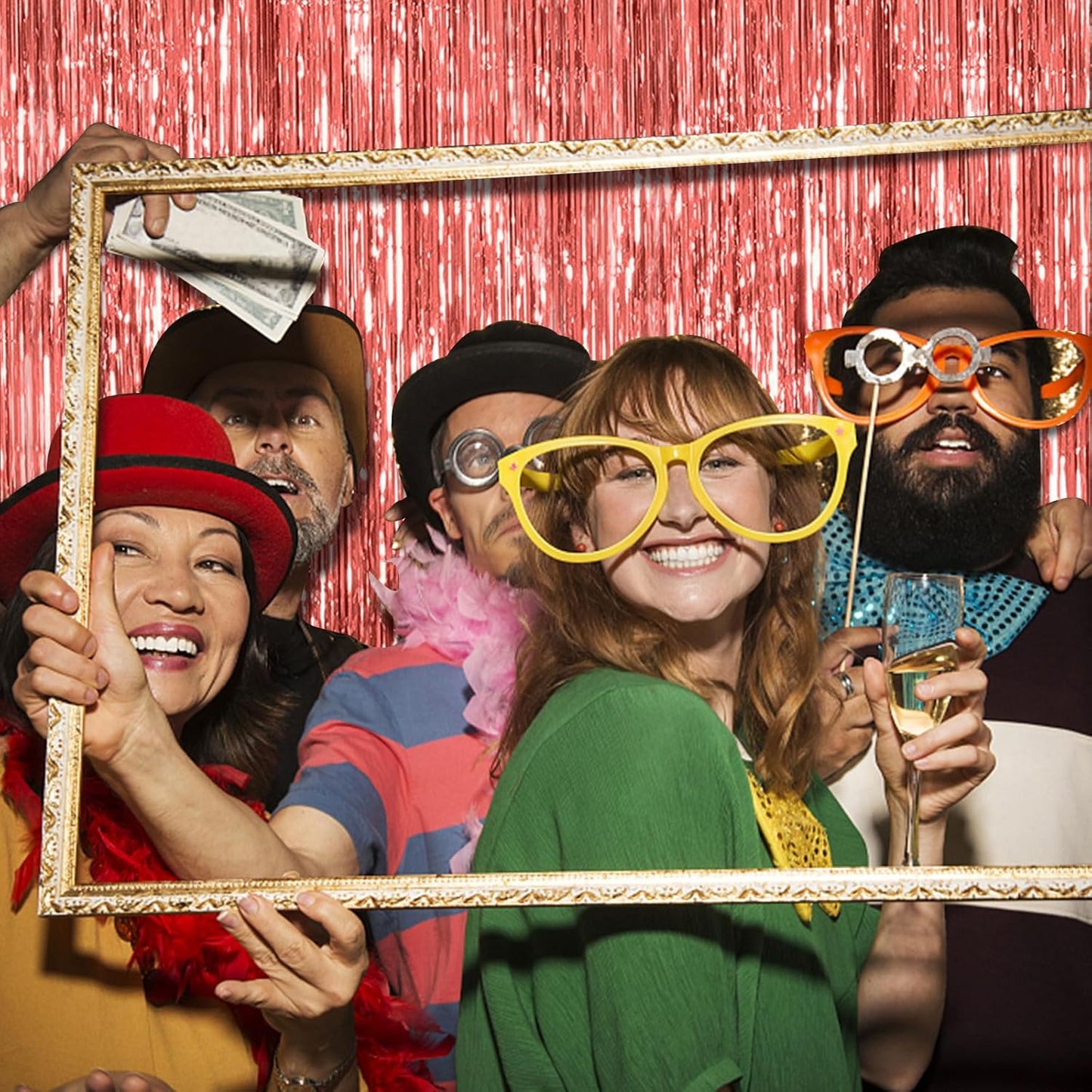 Rose Gold Party Decor 3 Pack - Bachelorette & Birthday Backdrop - Foil Fringe Tinsel Streamers - Christmas, Graduation & Baby Shower Party Decorations