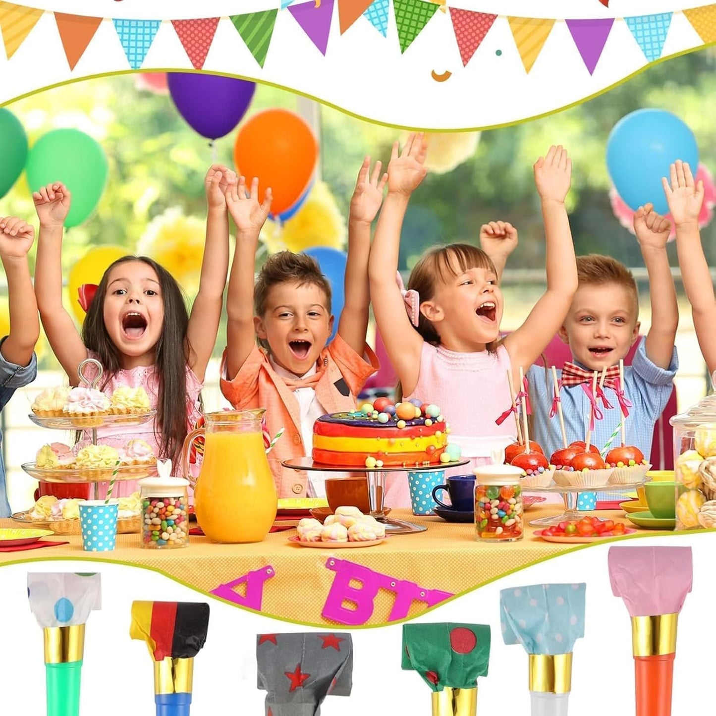 25 PCS Party Blower Blowouts Noisemakers Funny Blow Horns Colorful Birthday Blow Horns Whistles New Years Party Noisemakers Whistles Favors Noise Makers