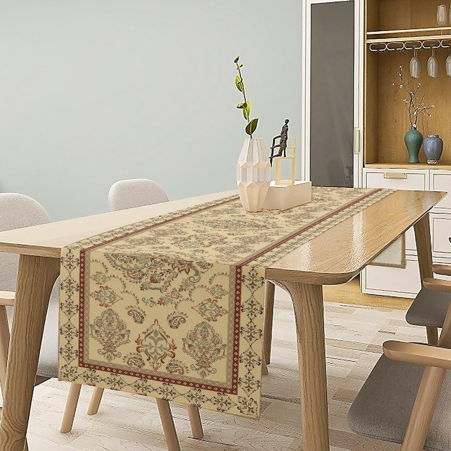 Vintage Farmhouse Flower Table Runner Boho Elegant Home Kitchen Table Dining Coffee Room Garden Party Wedding Decor 13x72in