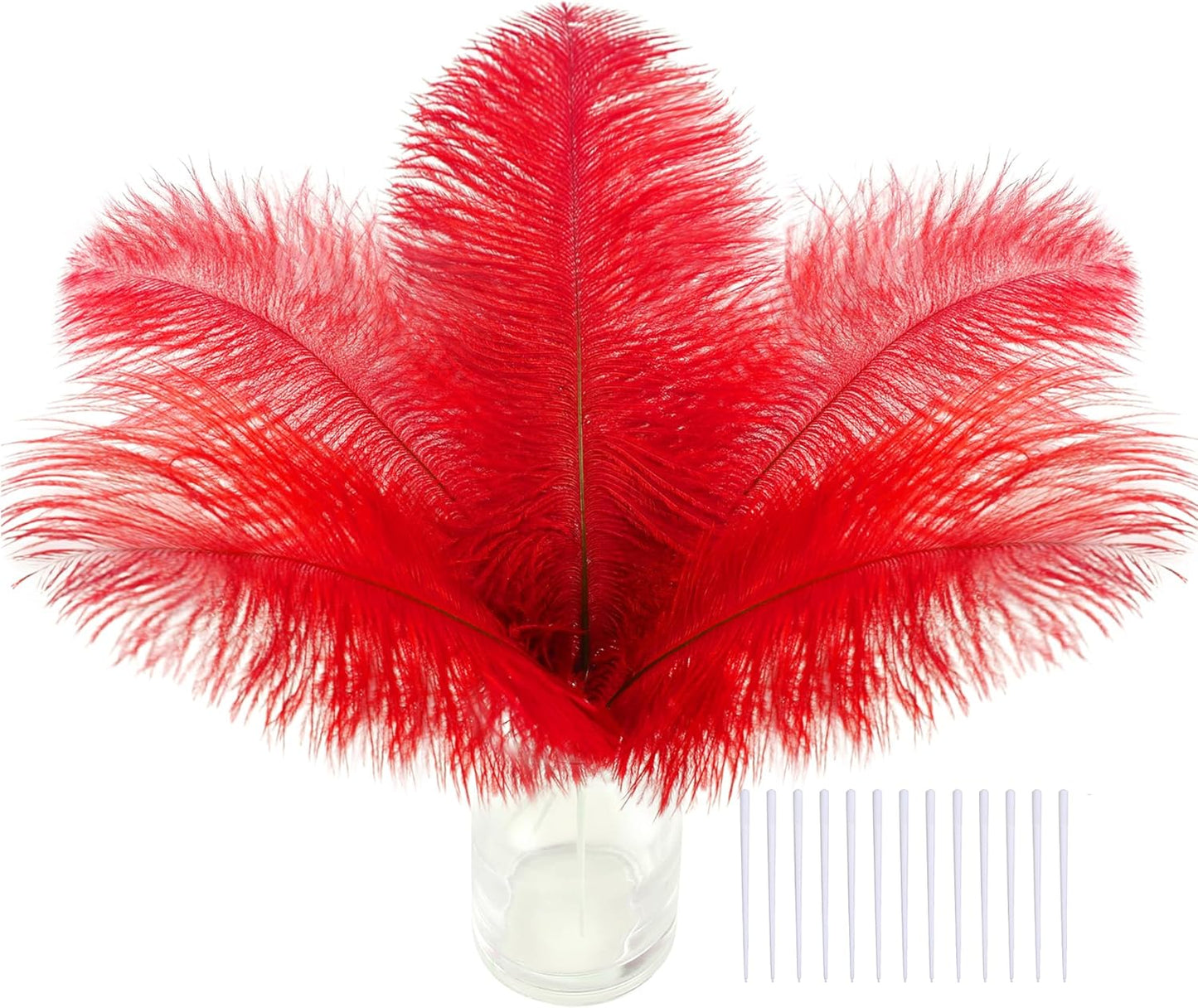 SOGUGOM Red Craft Ostrich Feathers - 30PCS 6-8 Bulk Ostrich Feathers Kit for Kindergarten Crafts, Dream Catchers and Party Centerpieces(Red)