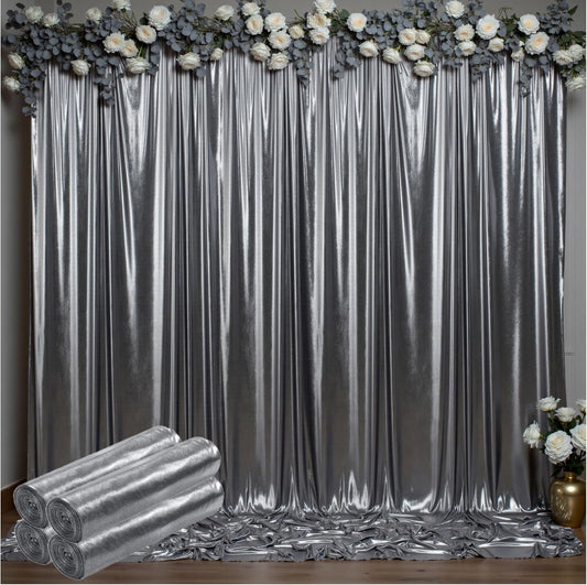 Outpain Thick 20 ft x 10 ft Black Silver Sequin Backdrop Curtain for Parties, Wrinkle Free Glitter Photo Backdrop Drapes 4 Panels 5x10ft Black Silver Back Drop Cloth for Wedding Photography Background