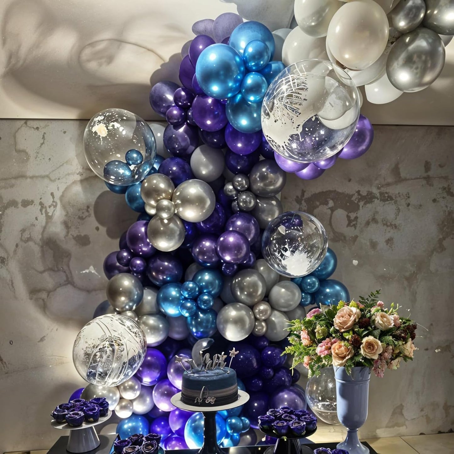 Black Purple Blue Balloons, 50pcs Metallic Blue Purple Teal Balloons Confetti Balloon For Boys Men Birthday Baby Shower Game Themed Party Wedding Bachelorette Anniversary Engagement Decorations