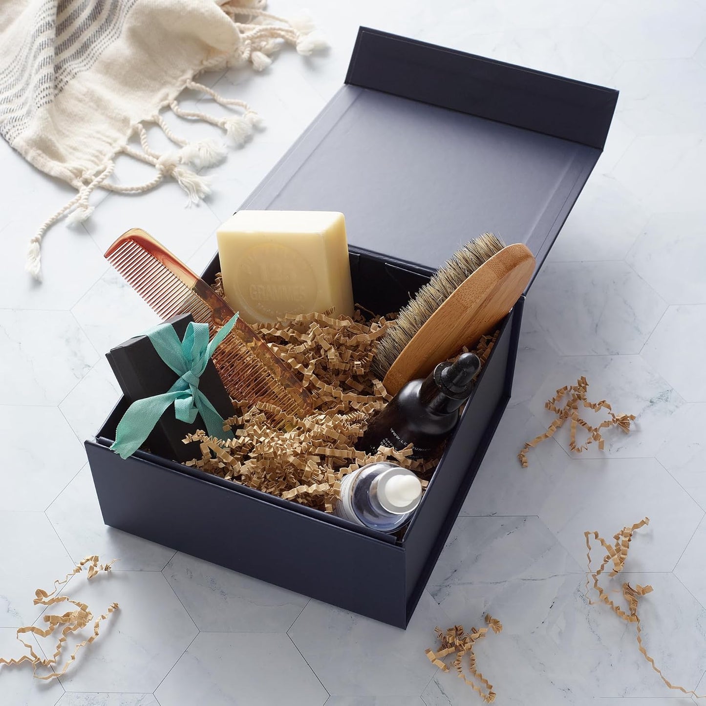 CECOBOX - Gift Boxes with Lids for Presents 6"x6"x2.75" - Matte, Collapsible Magnetic Closure Gift Box - Groomsmen & Bridesmaid Proposal Boxes, Wedding, PR, Birthdays, Holidays (Navy)