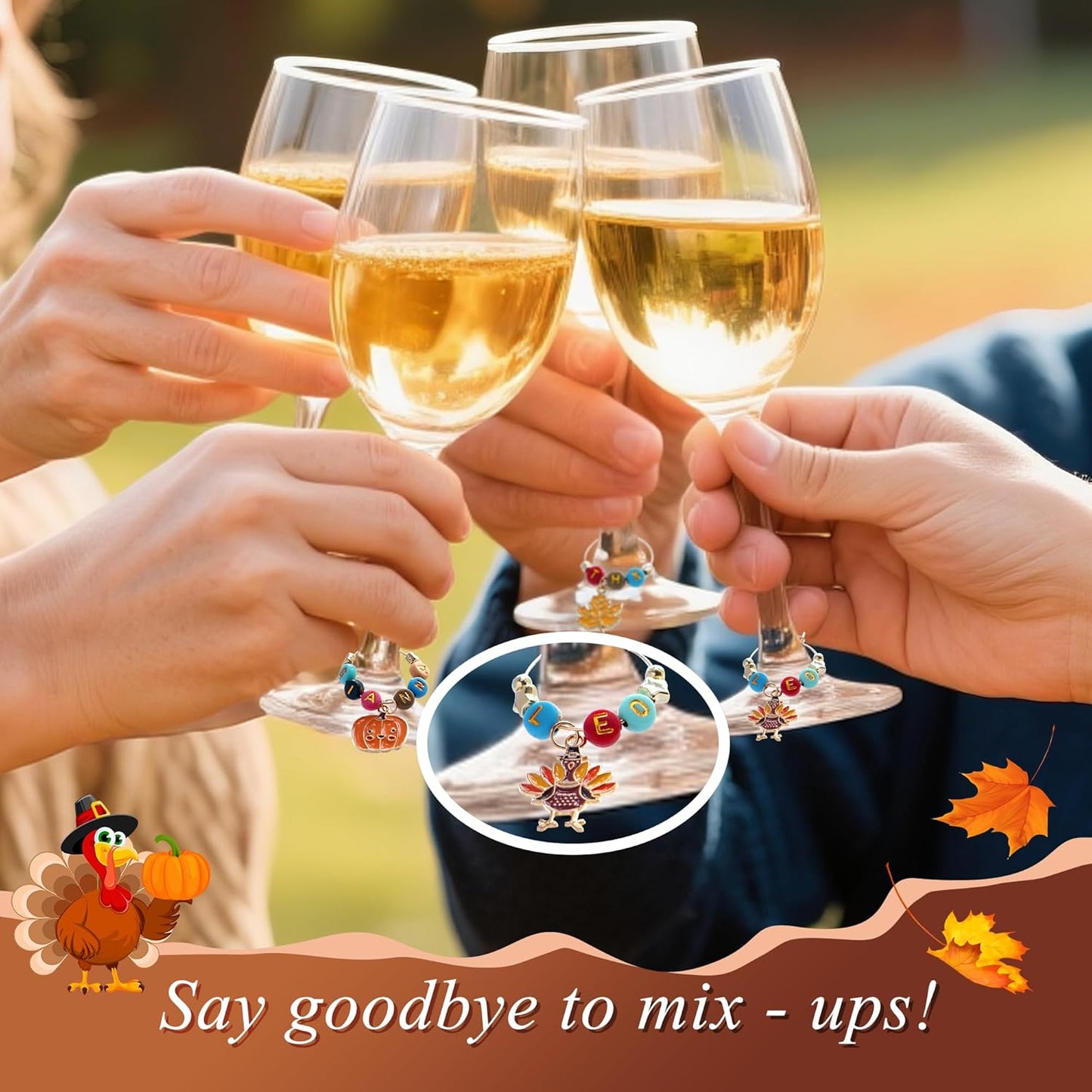 DIY Wine Glass Charms Kit, 25pcs Personalized Reusable Drink Marker Tags, Glass Identifiers for Wine Tasting Party, Unique Hostess Gifts & Party Decorations