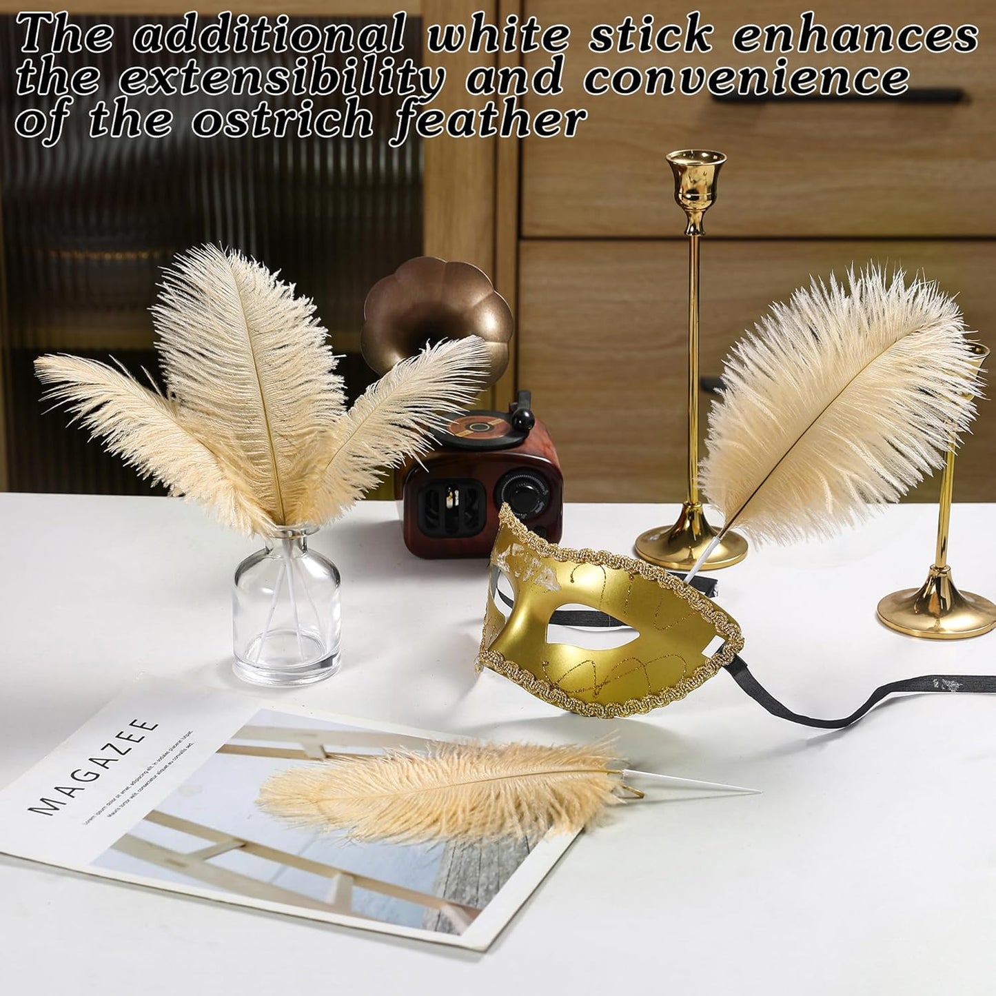 SOGUGOM Champagne Craft Ostrich Feathers - 30PCS 6-8 inch Small Ostrich Feathers Kit for Centerpieces, Kindergarten Crafts, Dream Catchers and DIY Projects(Champagne)