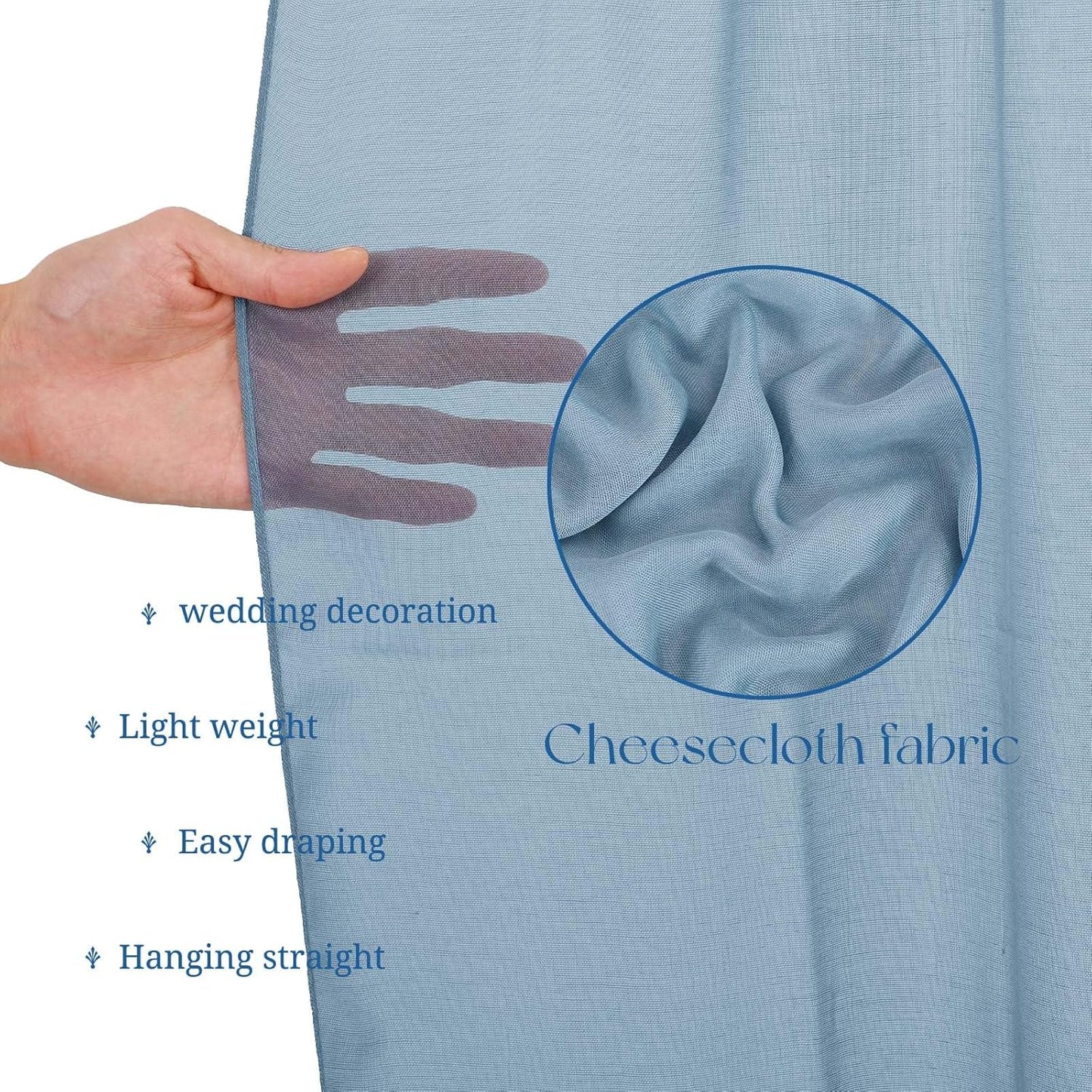 6 Panels Dusty Blue Ceiling Drapes for Wedding, 5ftx30ft Ceiling Drapes Cheesecloth Sheer Fabric Curtain Wedding Arch Draping Fabric Romantic Ceilings Decorations for Weddings Party Ceremony Stage