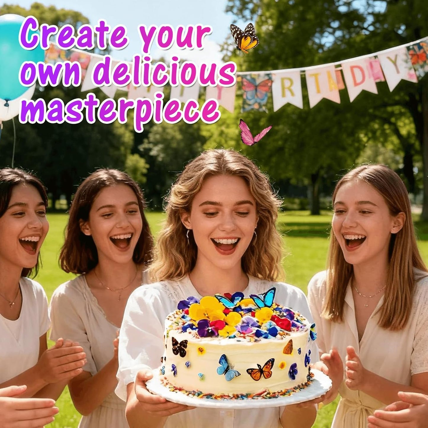 80 Pcs 8 Kinds Natural Real Dried Pressed Edible Flowers & Edible Butterflies for Cake Topper Decorating - Mix Viola Tricolor for Cupcake Toppers, Cocktails, Resin Jewelry Making, DIY Art Crafts