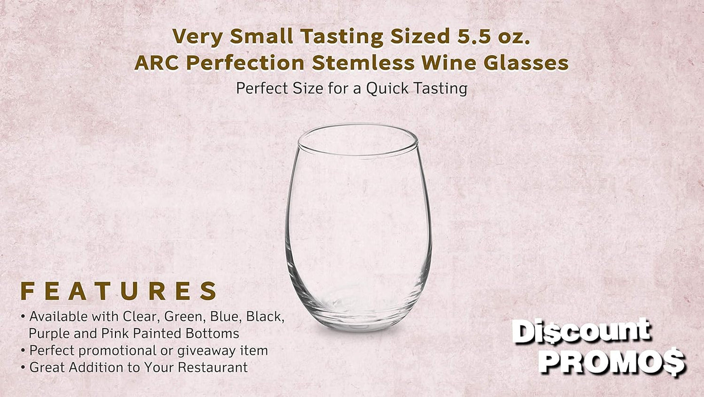 DISCOUNT PROMOS Stemless Wine Glasses by ARC 5.5 oz. Set of 12, Bulk Pack - Perfect for Hotel, Bar, Restaurant or Lounge - Clear