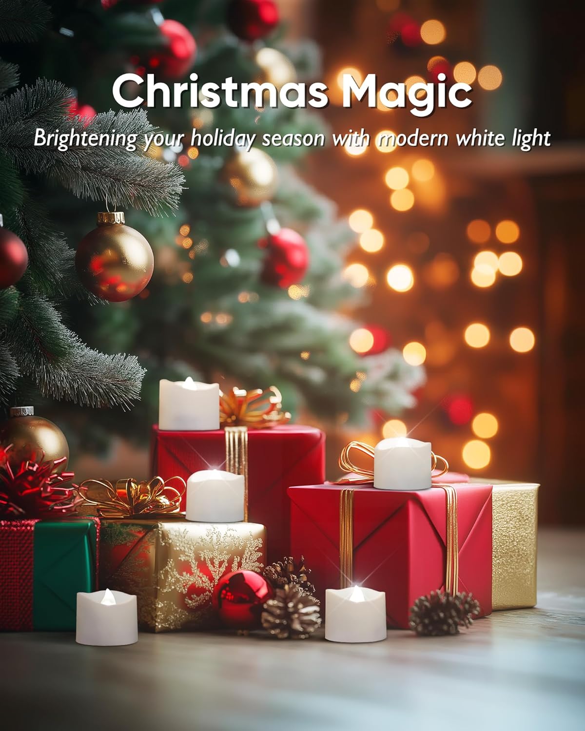 Homemory Cool White Flameless LED Tea Lights Candles, 200+Hour Battery Operated Fake Electric Votive TeaLights for Christmas, DIY Mood Lighting, Party, Holiday, Funeral, Home Decor, 12-Pack