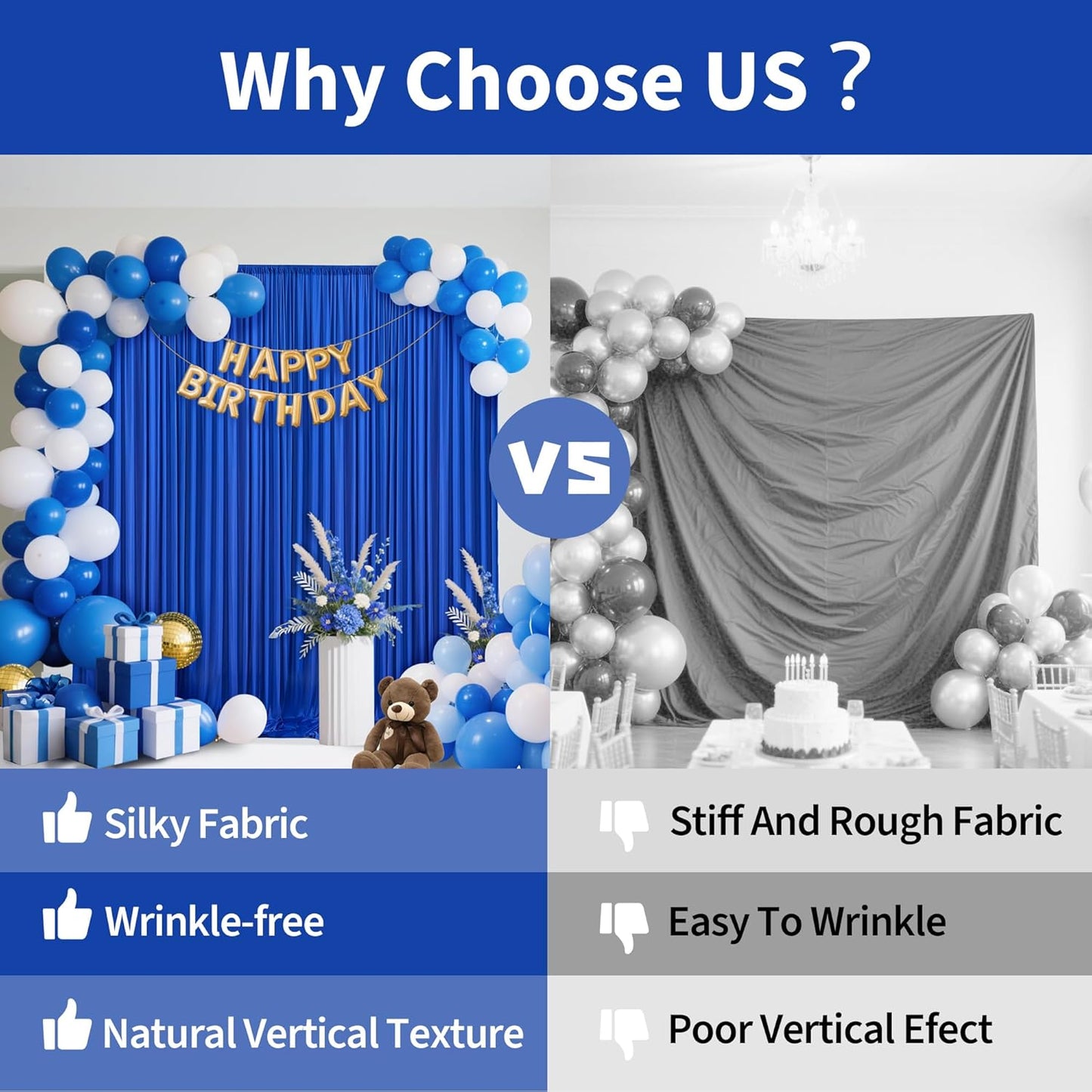 10x10ft Backdrop Curtains for Parties, 2 Panels 5x10ft Photography Backdrop Curtain with Rod Pocket,Backdrop Polyester Background Drapes,Wedding Backdrop Drapes for Birthday Baby Shower Home Decor