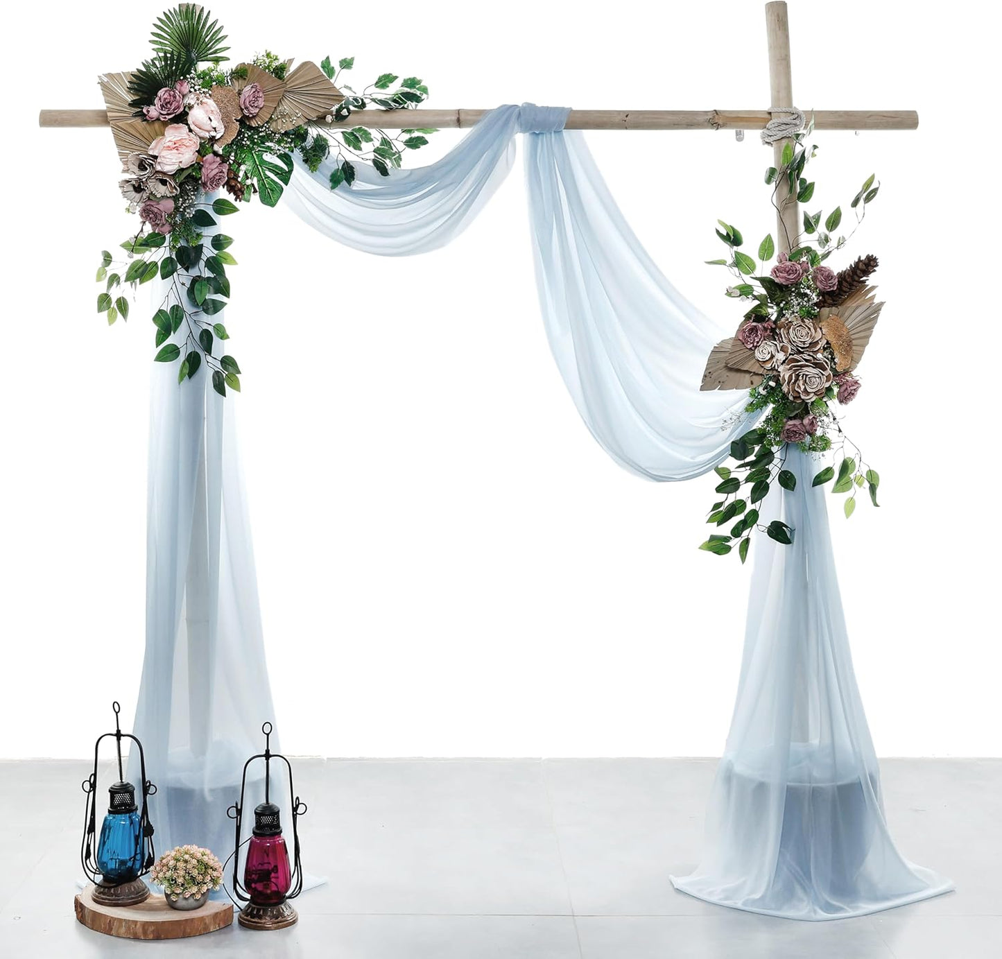 VDS Pack of 1 Panel (30 Inch X 30 Feet) Wedding Arch Draping Fabric Sheer Chiffon Fabric Drapery for Wedding Ceremony Reception Swag Backdrop Canopy Chuppah ARBO Altars Decoration (Baby Blue)