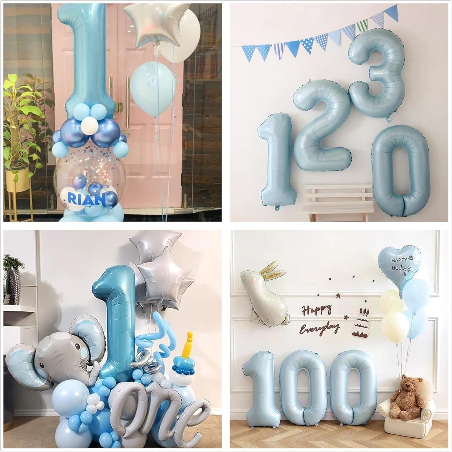 40 Inch Light Blue Number 0 Balloon Foil Balloons 0 for Kids Birthday Party Large Self Inflating Light Blue Foil Number Balloons (Blue No 0)