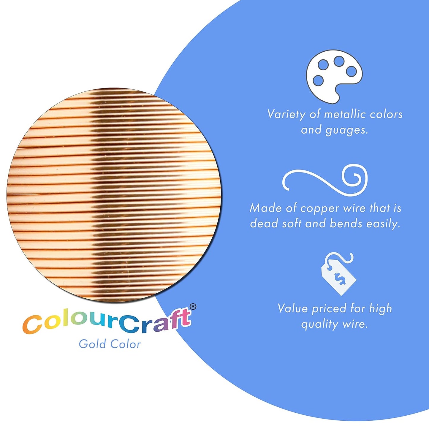 Beadalon ColourCraft Wire, 22 Gauge, Copper Color, 20 yd Spool