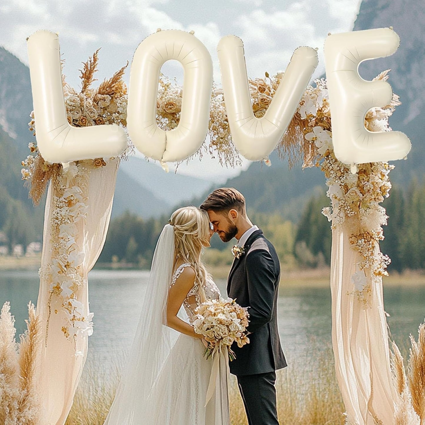 40 Inch Letter Balloons L, Big Custom A-Z Alphabet Foil Name Balloon Cream White, Self Inflating Beige Customize Helium Balloon Letters L for Women Girls Birthday Bride Baby Shower Party Decorations