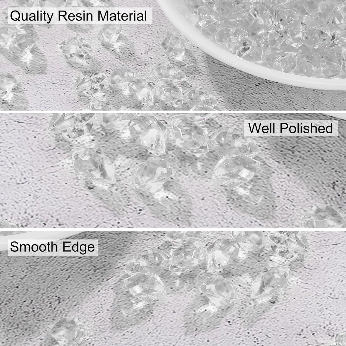 uxcell 1000pcs Fake Ice Rocks, Dazzling Clear Resin Crushed Ice Sparkling Fake Diamonds Gem Stones for Vases Fillers Table Scatter, Theme Party Favors, Clear