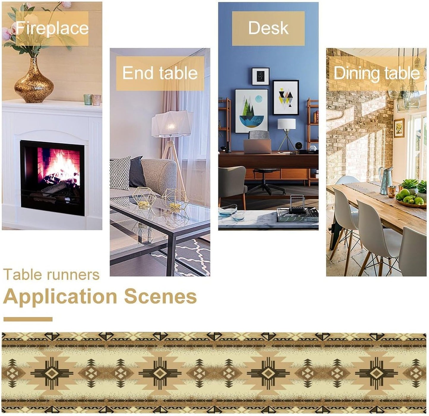 Aztec Table Runner Southwestern Ethnic Style Geometric Navajo Tribe Abstract Pattern Vintage Rustic Table Dinner Table Runner 13x120 Inch