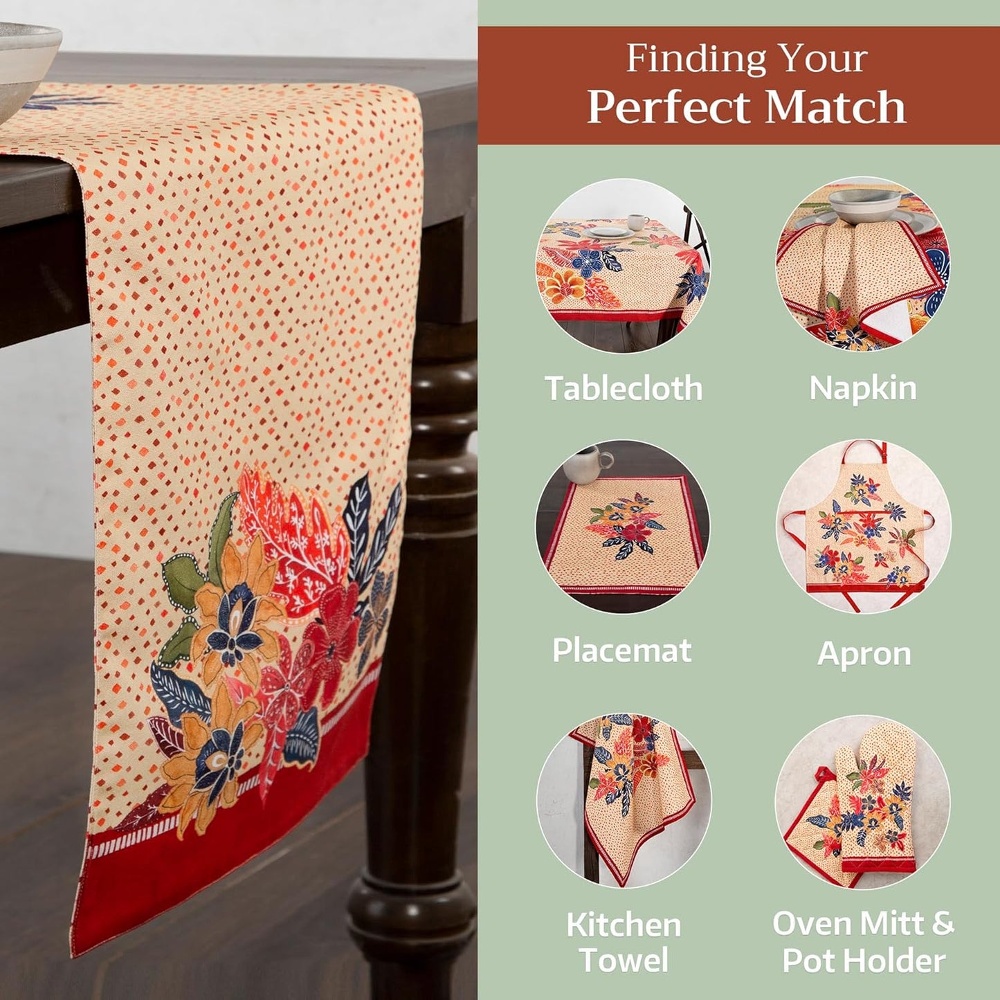 Maison d' Hermine Table Runner 100% Cotton Single Layer Table Runners 72 inches Long for Thanksgiving Christmas Decorations Home Kitchen Dining Party Wedding (Kalahari, 14.5" x 72")