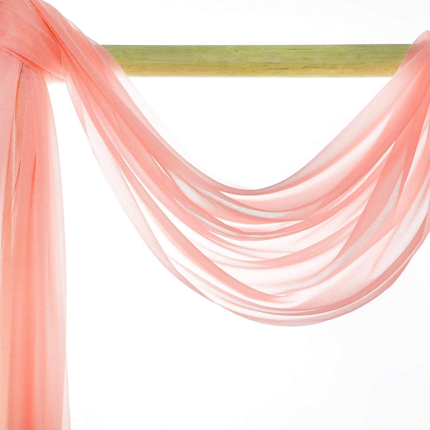 VDS Pack of 3 Panel (30 Inch X 20 Feet) Wedding Arch Draping Fabric Sheer Chiffon Fabric Drapery for Wedding Ceremony Reception Swag Backdrop Canopy Chuppah ARBO Altars Decoration (Peach)