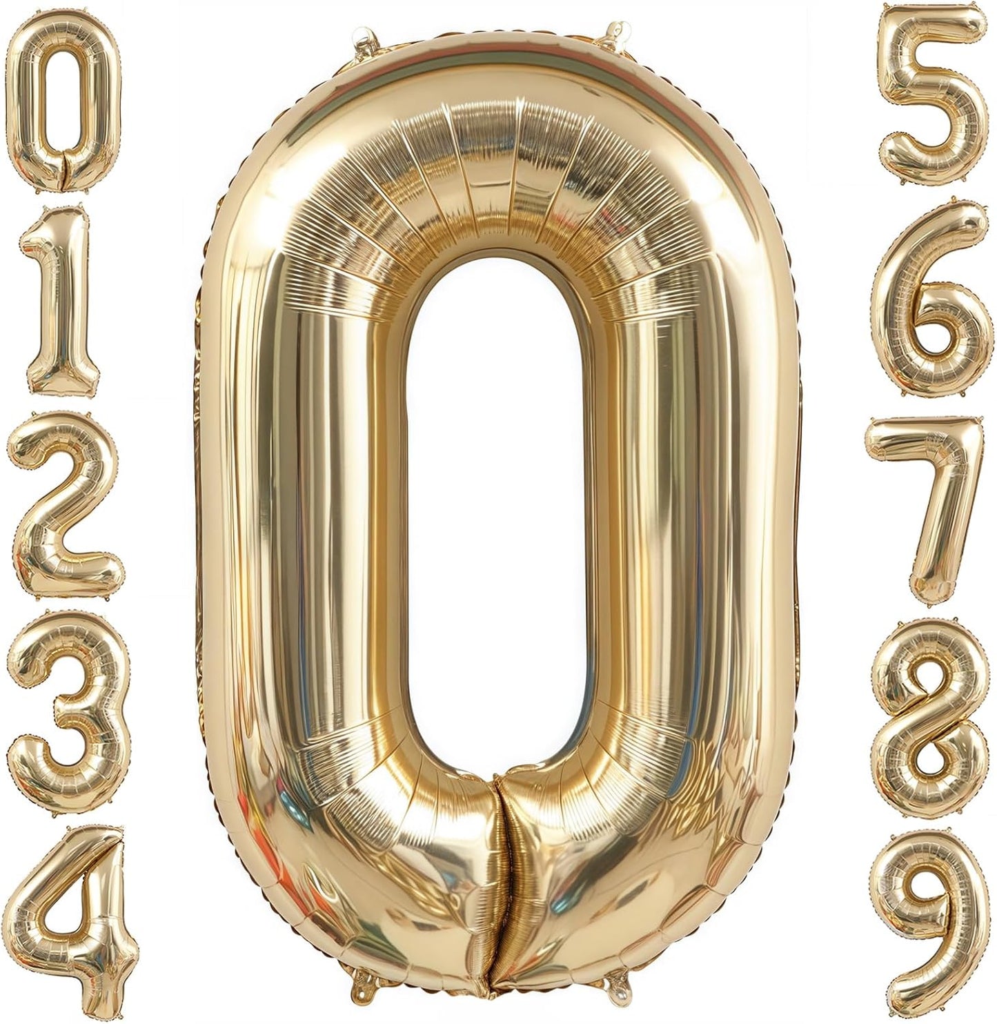 Champagne Gold 0 Balloon,40 Inch Light Gold Number 0 Balloon Big Foil Mylar Helium 0 Balloon for Birthday Party