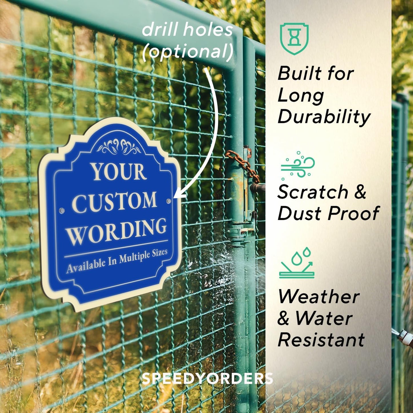 Stylish Blue Aluminum Metal Signs, 24x24, Personalized Driveway Sign Customization, USA Made