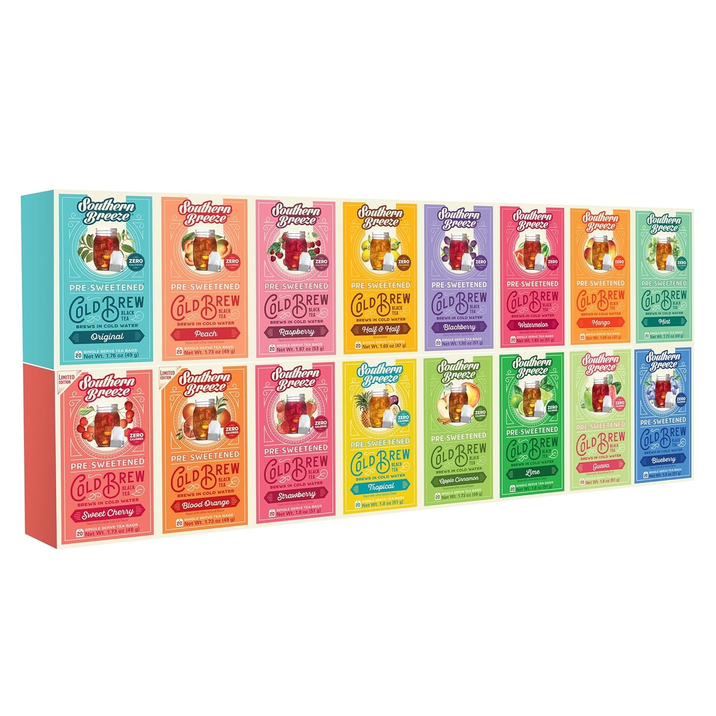 Southern Breeze Cold Brew Sweet Tea BUILD YOUR OWN BUNDLE Choose four or More Flavors Iced Tea with Black Tea 20 Tea Bags (Minimum 4 Selections & Maximum 12 Selections)