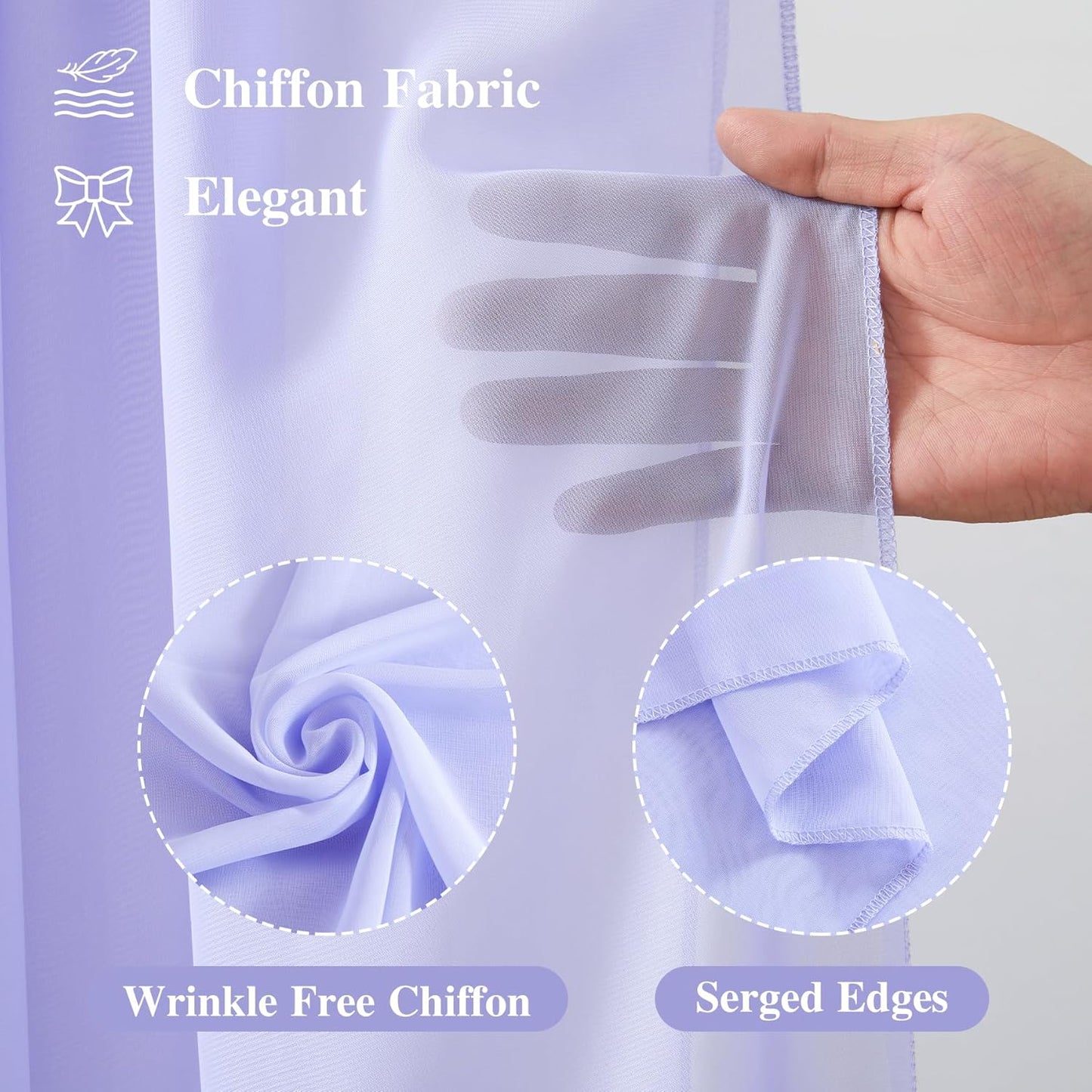 Wedding Arch Draping Fabric,1 Panel 18FT Purple Sheer Chiffon Curtain Drapes 6 Yards for Wedding Ceremony Birthday Party Decoration