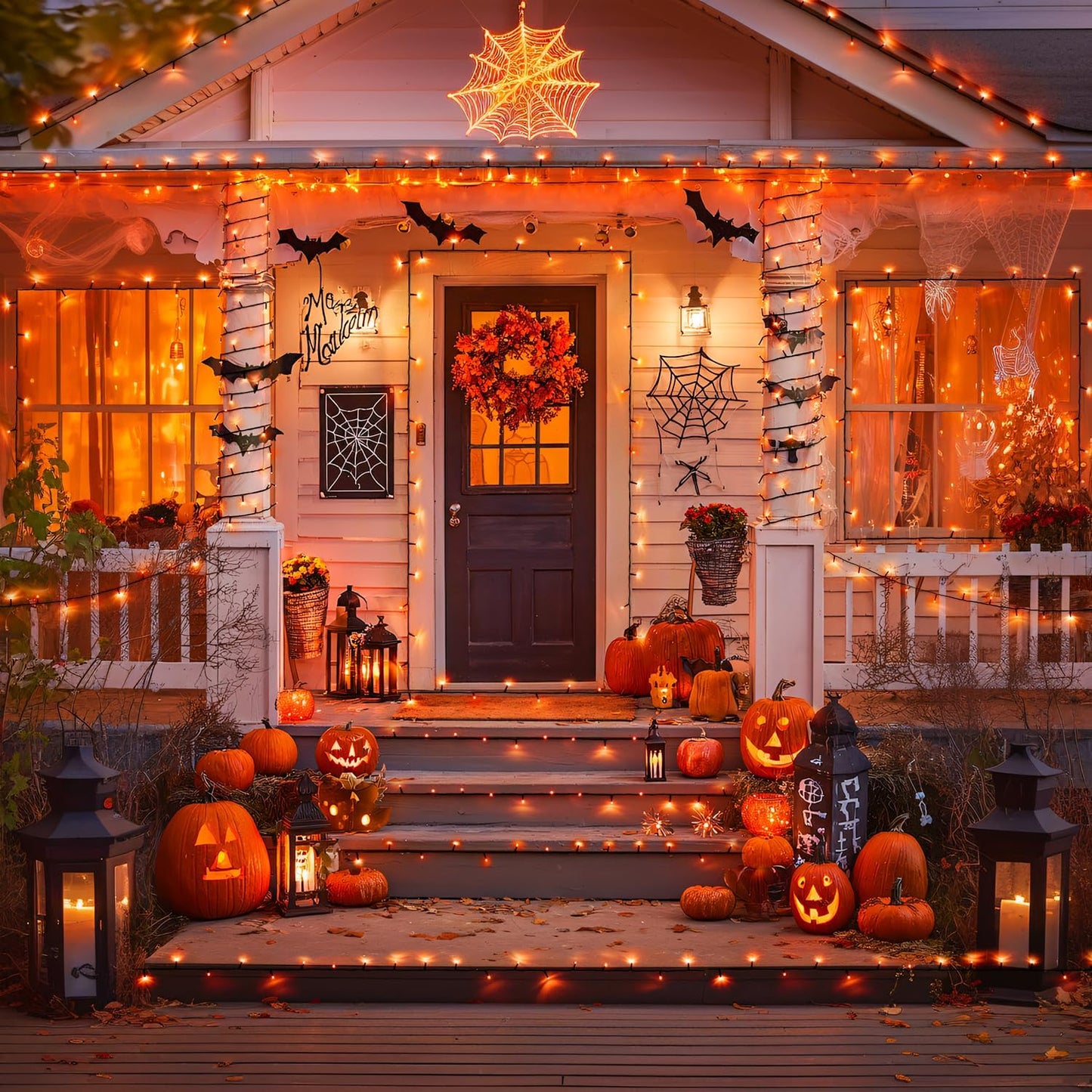 JMEXSUSS 2 Pack Orange Halloween Lights: 100 LED 33ft Solar Halloween Lights Outdoor Waterproof - 8 Modes Orange Solar Light for Christmas Outside Tree Gardens Fall Festival