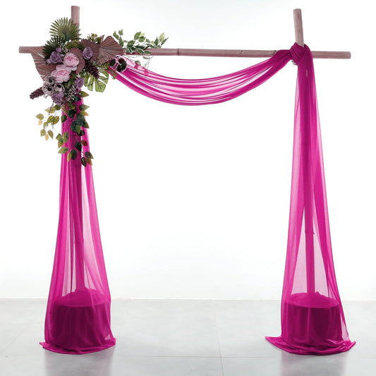 VDS Pack of 2 Panel (30 Inch X 40 Feet) Wedding Arch Draping Fabric Sheer Chiffon Fabric Drapery for Wedding Ceremony Reception Swag Backdrop Canopy Chuppah ARBO Altars Decoration (Magenta)