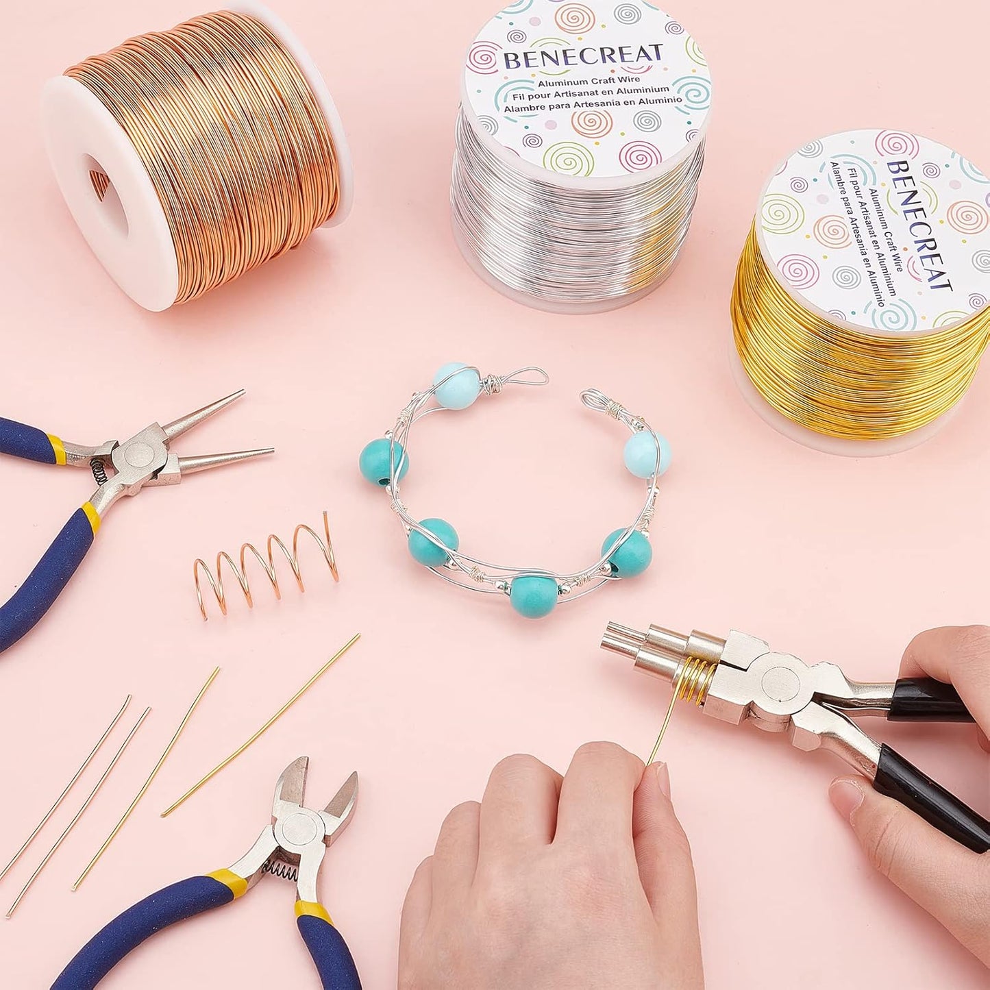 BENECREAT 18 Gauge Jewelry Craft Aluminum Wire 492 Feet Bendable Metal Sculpting Wire for Craft Floral Model Skeleton Making (Gold, 1mm)