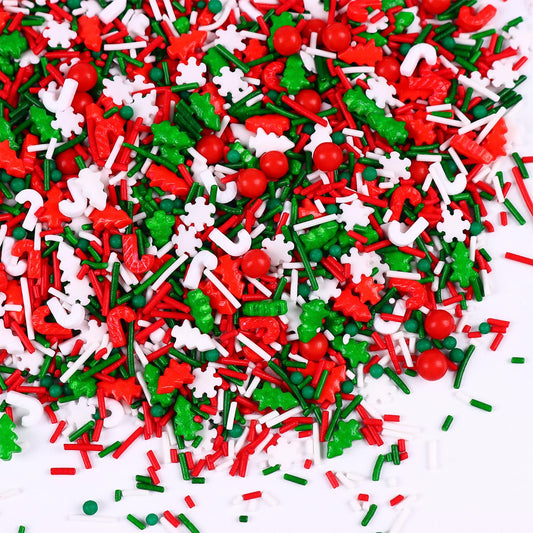 Edible Christmas Sprinkles for Cookies, Red and Green Sprinkle, Christmas Jimmies Sprinkles, Tree Candy Sprinkle for Cupcakes, Cake, Macaron, Cookies, and Cakecicles(120g/4.23oz)