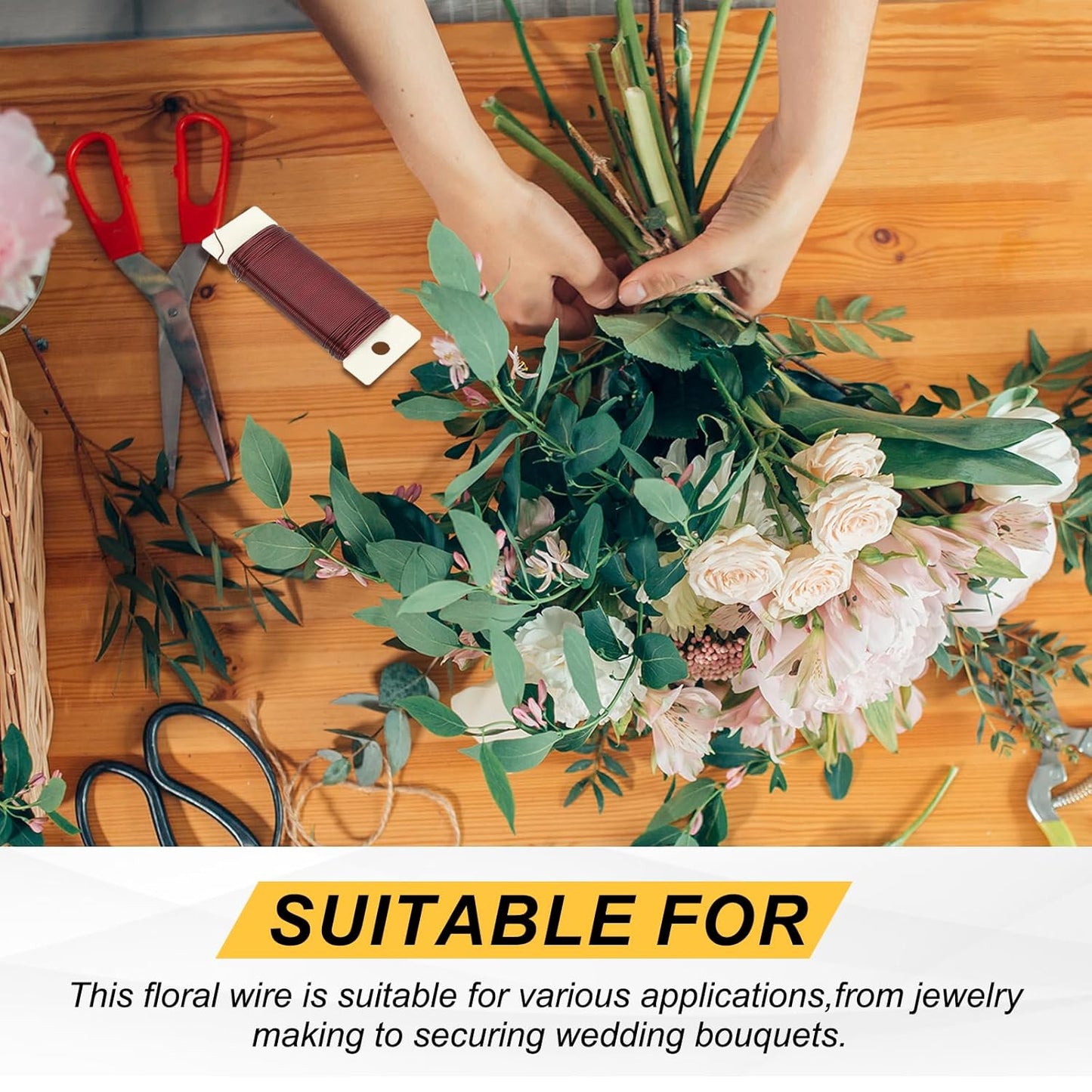 MECCANIXITY 190 Yards/575 Feet Metal Floral Wire 21 Gauge Black Flexible Paddle Thin Floral Wires for Craft, Christmas Wreath, Flower Arrangement, Wedding, Total 5 Roll