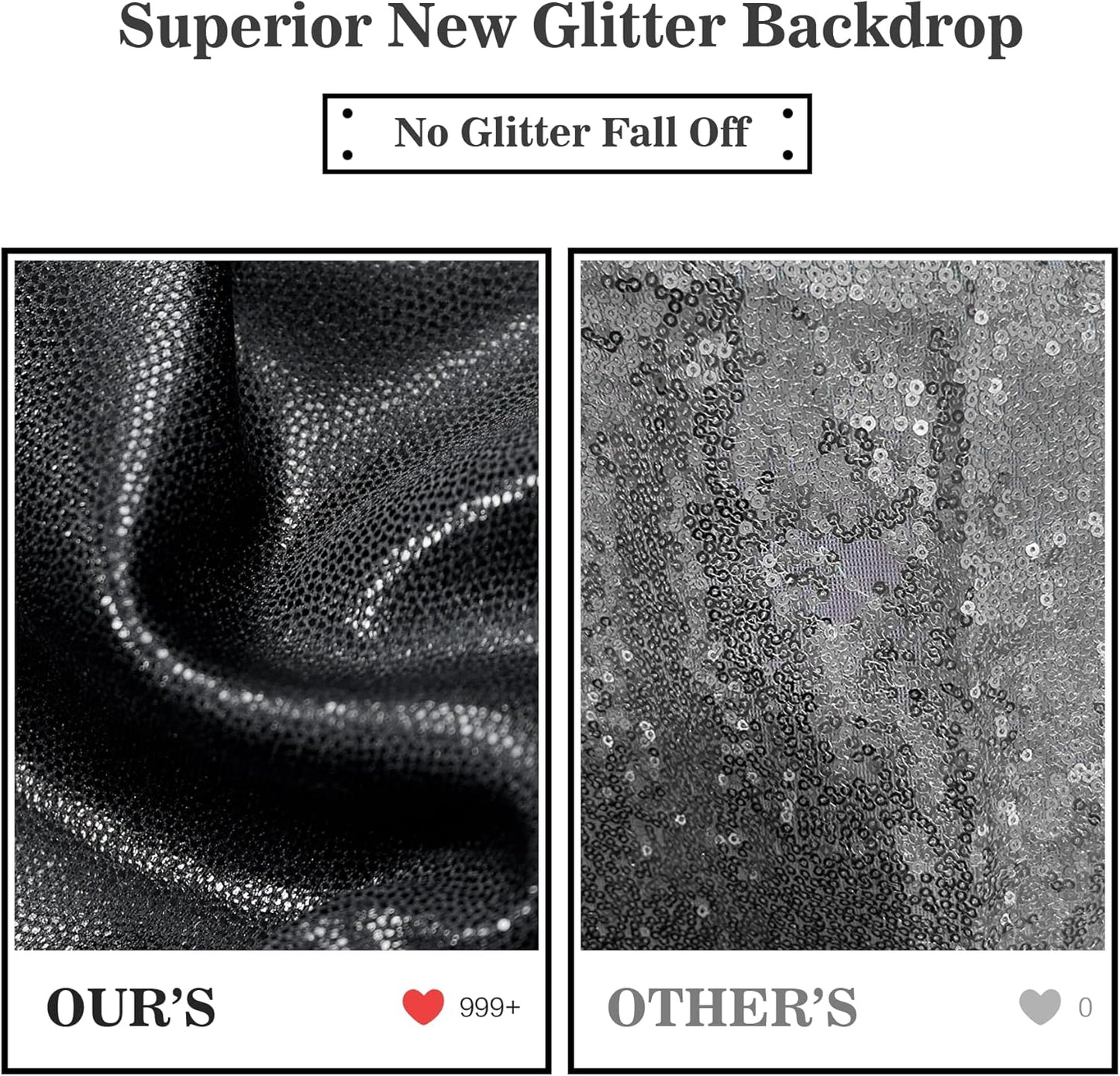 Outpain Thick 20 ft x 10 ft Black Sequin Backdrop Curtain for Parties, Wrinkle Free Glitter Photo Backdrop Drapes 4 Panels 5x10ft Black Back Drop Cloth for Wedding Christmas Photography Background