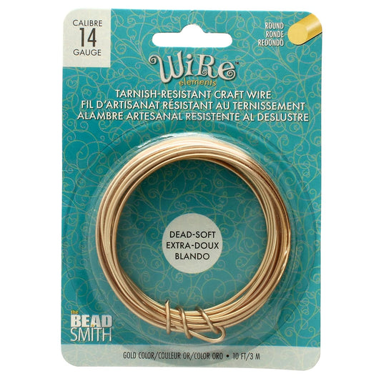The Beadsmith Wire Elements Craft Wire – Tarnish Resistant, Soft Temper, Round, Rose Gold Color – 1.6mm, 14 Gauge, 10 Foot Spool – Jewelry Making, Wire Wrapping, Floral, & Other DIY Crafts