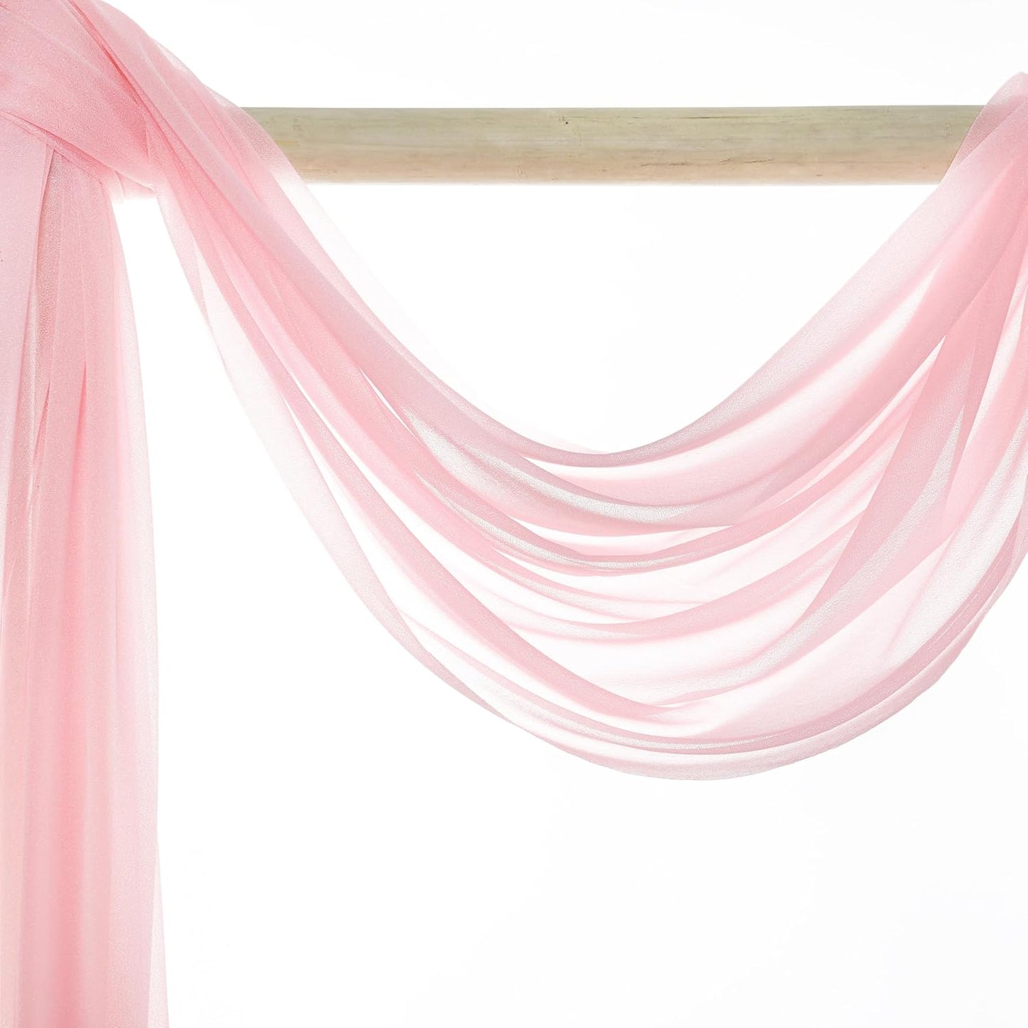 VDS Pack of 1 Panel (30 Inch X 20 Feet) Wedding Arch Draping Fabric Sheer Chiffon Fabric Drapery for Wedding Ceremony Reception Swag Backdrop Canopy Chuppah ARBO Altars Decoration (Blush Pink)