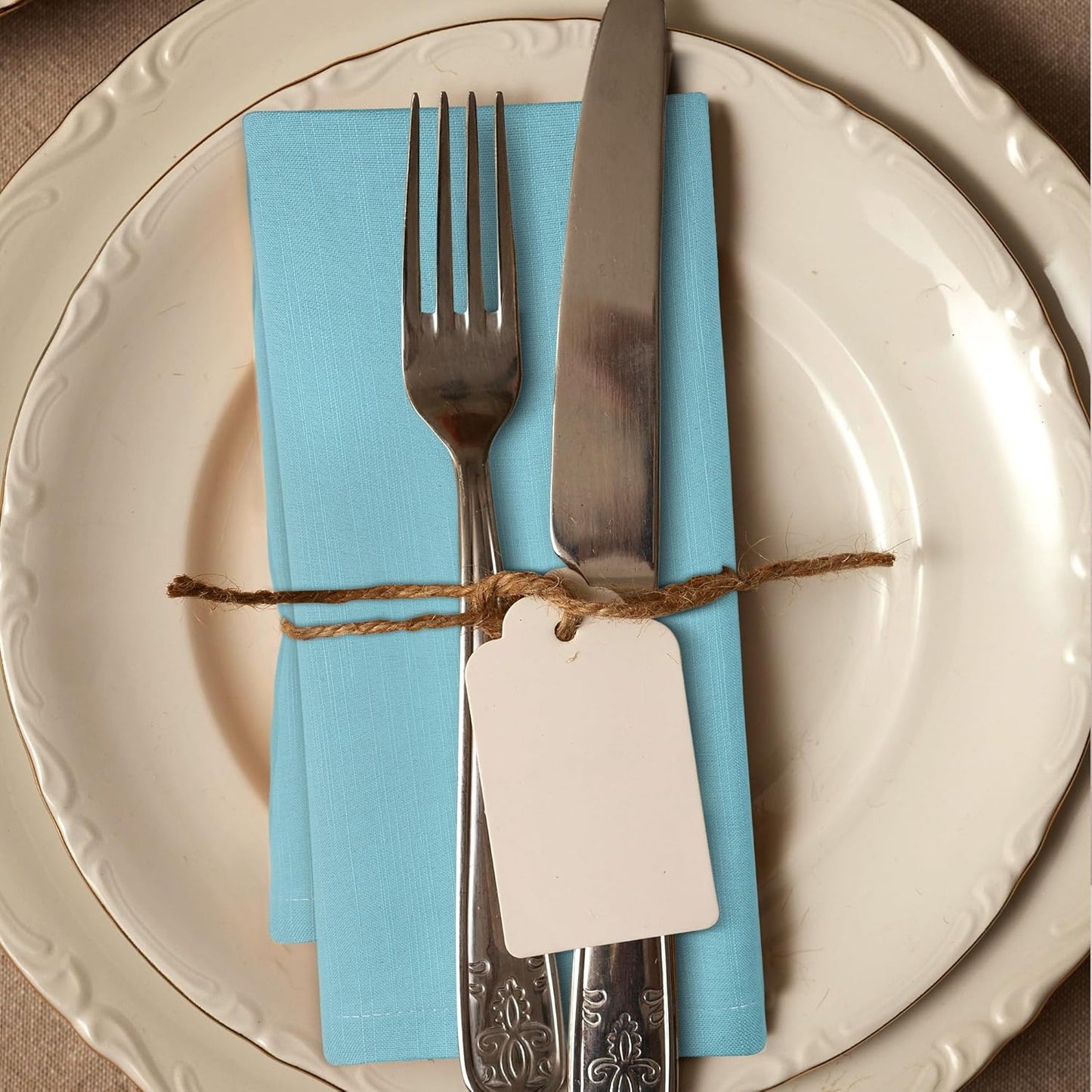 Urban Villa Easter Napkins Aqua Color Cloth Napkins (Set of 12) Oversized 20x20 Inches 100% Cotton Slub Premium Quality Soft Durable with Mitered Corners Reusable Washable Everyday Use Napkins