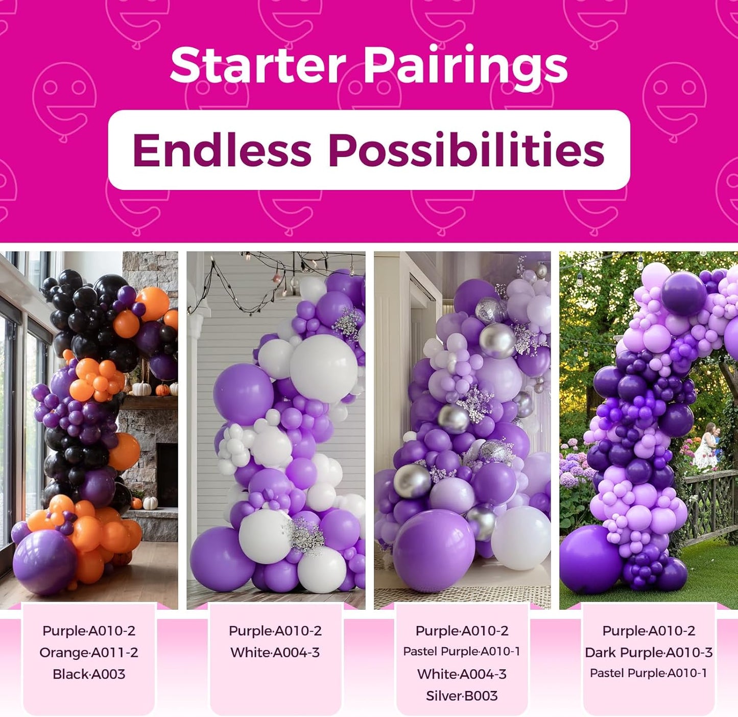 Bezente Purple Giant Balloons 36 Inch - 8 Pack Jumbo Purple Balloons Large Round Black Latex Balloons for Birthday Graduation Bridal Shower Wedding Halloween Party Decoration