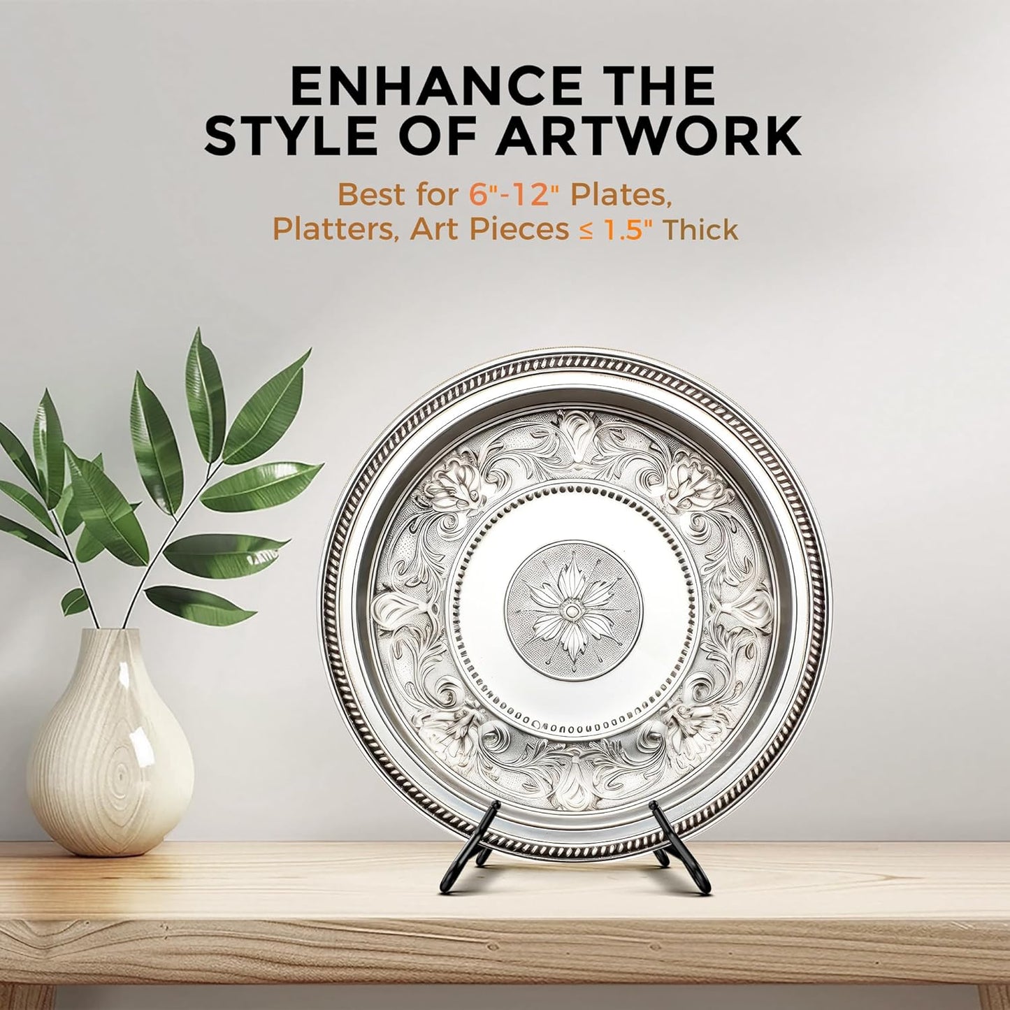 TR-LIFE Plate Stands for Display, 6.5 inch, 2 Pack – Fold-Flat, Stable X-Frame Picture Holder Easels for 6–12 in Plates, Frames and Books, up to 1.5 in Thick