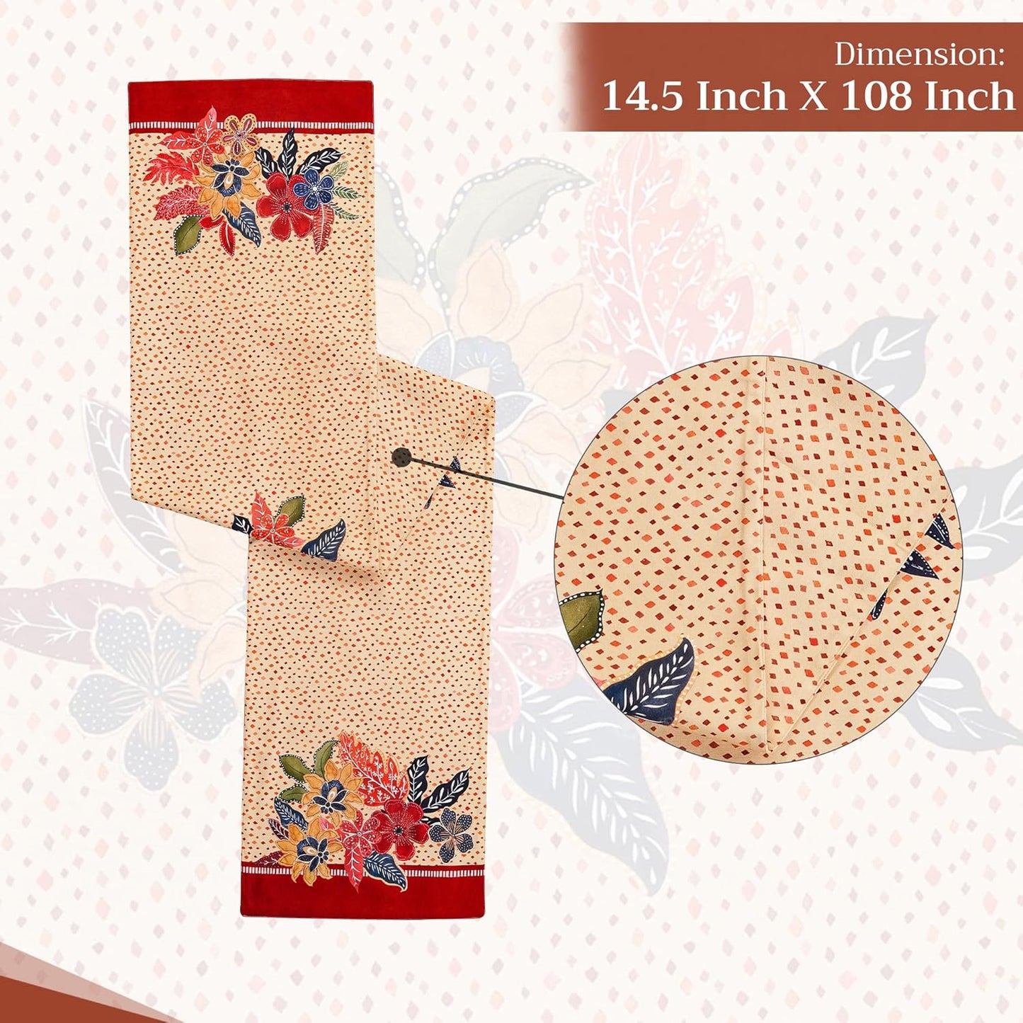 Maison d' Hermine Table Runner 100% Cotton Double Layer Table Runners 108 inches Long for Thanksgiving Christmas Decorations Home Kitchen Dining Party Wedding (Kalahari, 14.5" x 108")
