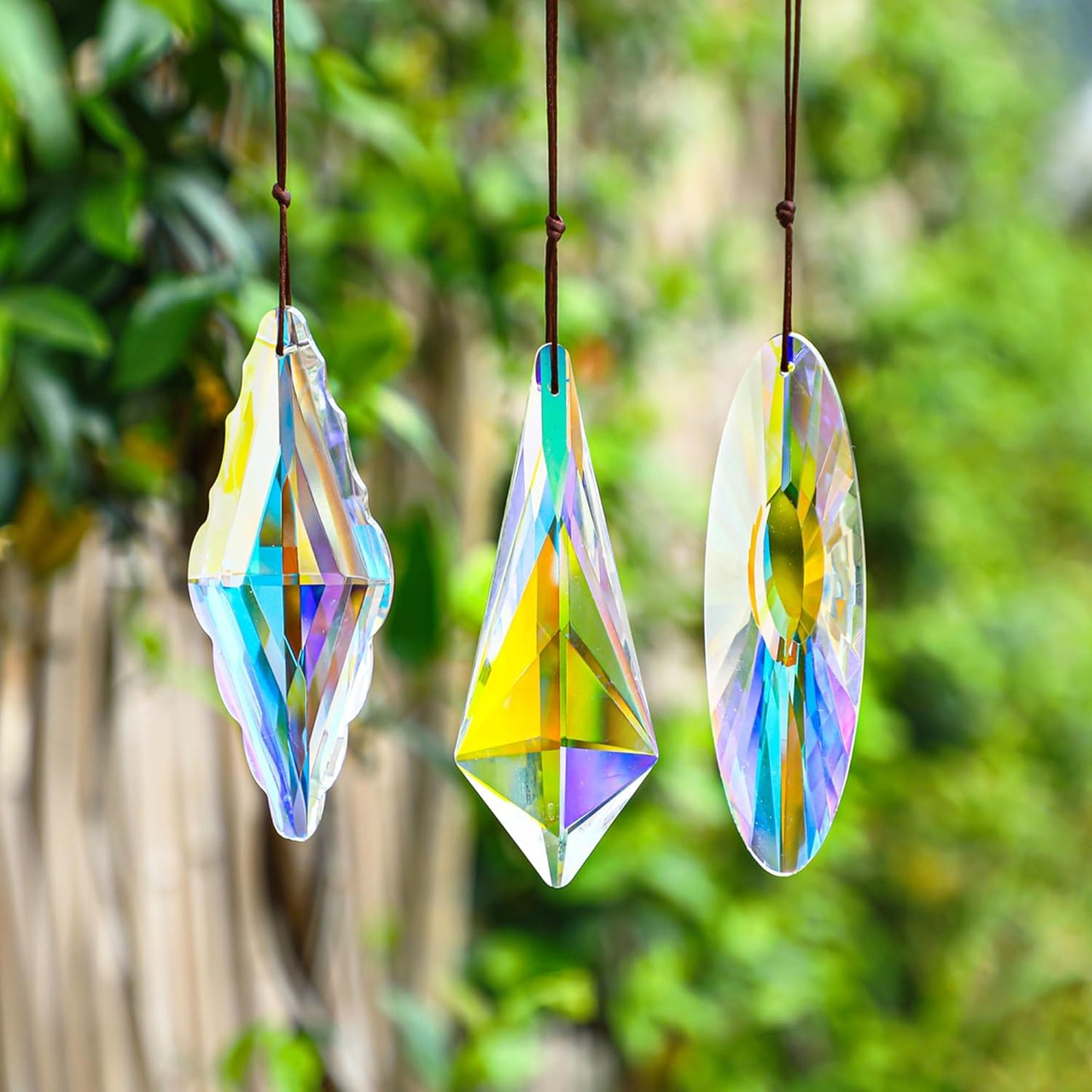 3 Pack 5'' Large Crystal Prisms Suncatchers for Windows,120mm AB Colors Hanging Sun Catchers with Glass Prisms, Rainbow Prisms Maker Suncatcher Pendant for Home Garden Decor