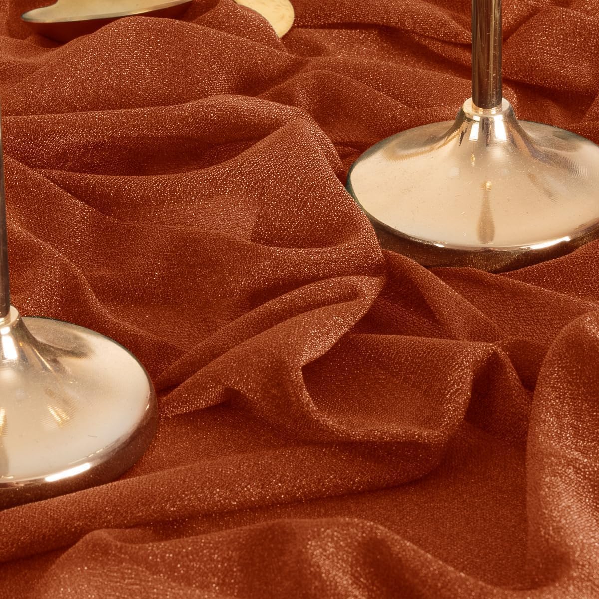 MLMW Fall Wedding Arch Draping Fabric 2 Panels 29" x 20Ft Burnt Orange Terracotta Sheer Wedding Arch Backdrop Drapes Outdoor Curtain for Thanksgiving Ceremony Party Background Ceiling Decor