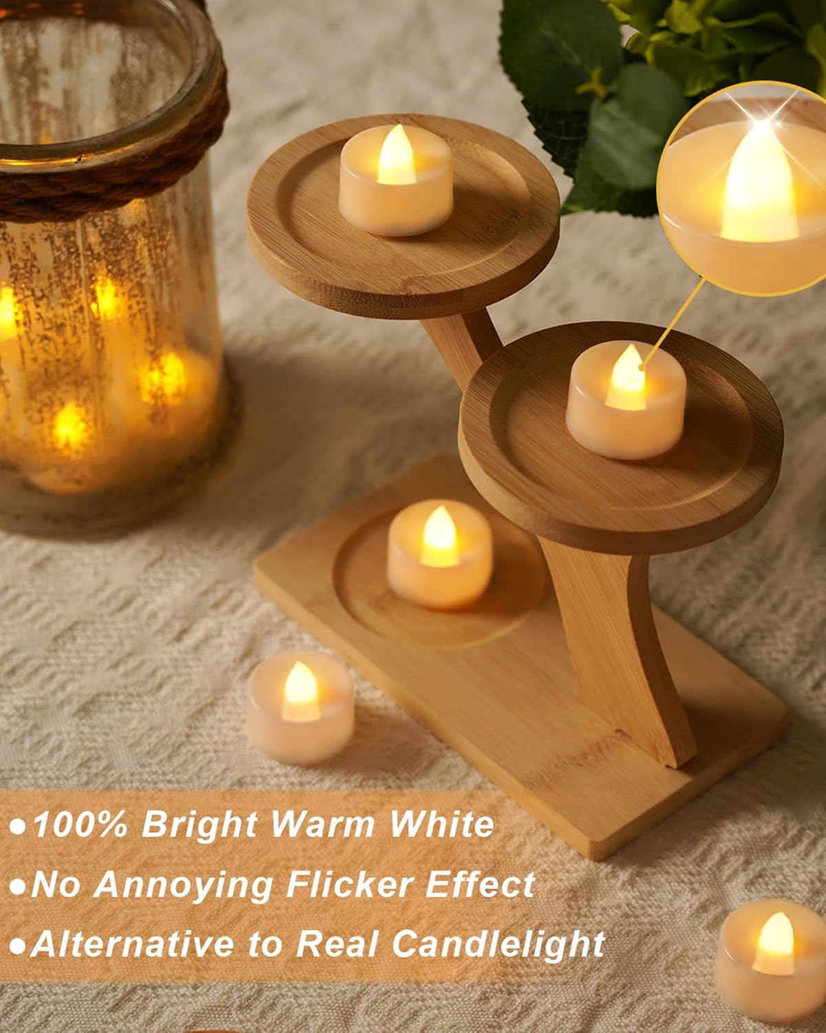 Beichi 100-Pack Flameless LED Tea Light Candles Bulk