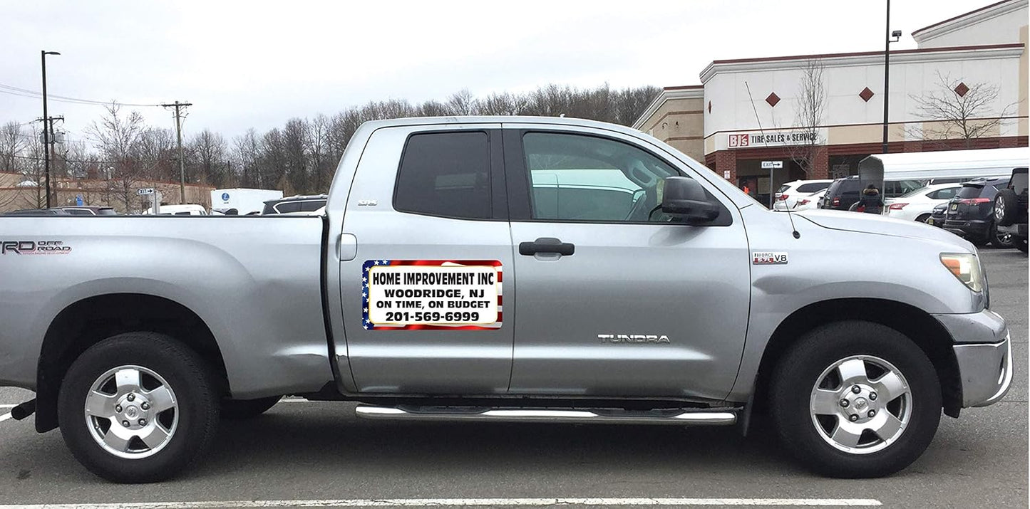 Car Magnet Signs Custom - 24"x12" (Set of 2), 30-mil Thickness with Rounded Corners (US Flag)