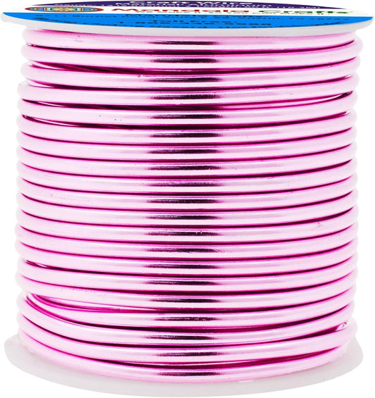Mandala Crafts 12 Gauge Anodized Aluminum Craft Wire for Jewelry Making - 60 FT Colored Flexible Pink Wire - Bendable for Bonsai Armature Crafting Sculpting