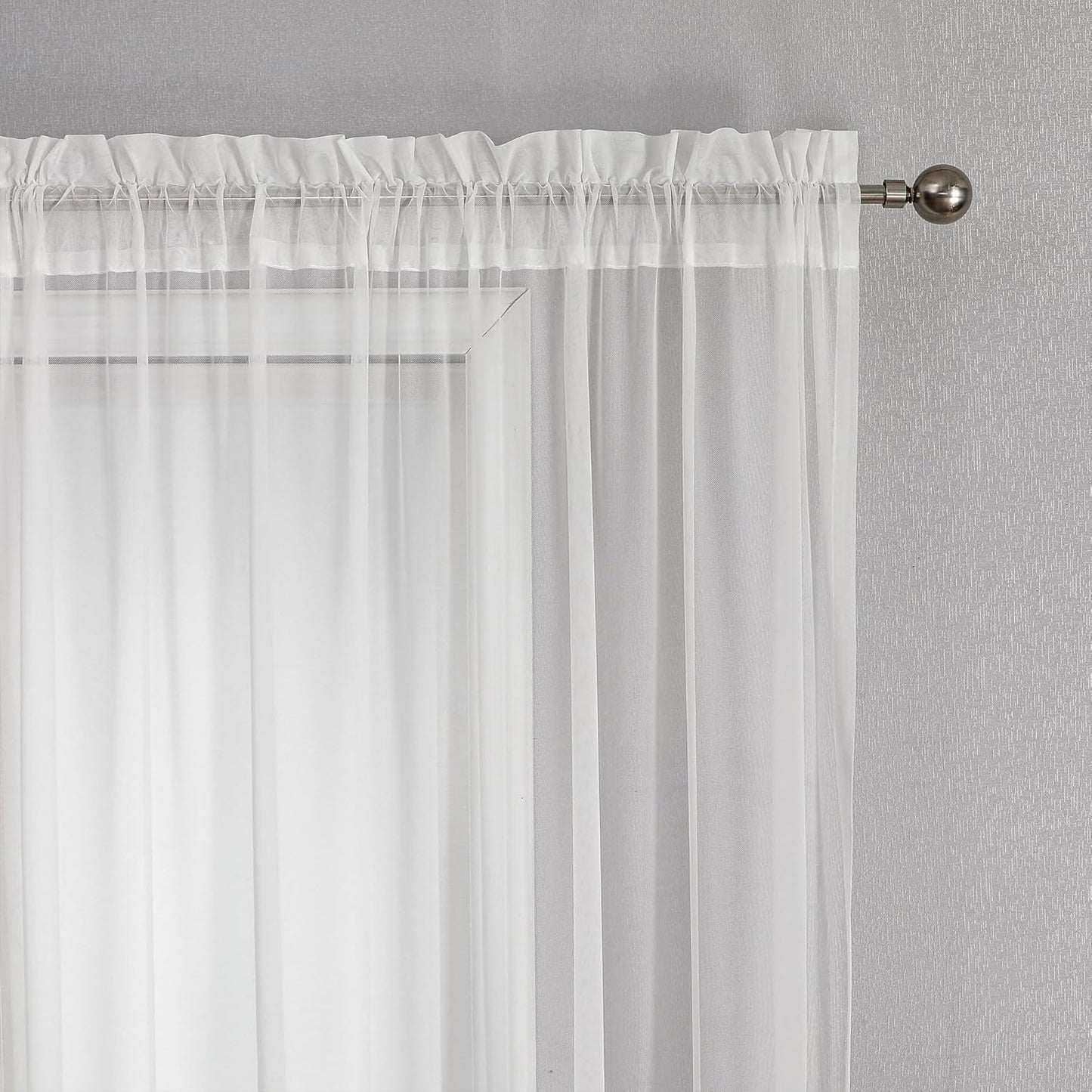 VISIONTEX White Sheer Voile Curtains, Decorative White Embossed Drip Rod Pocket Window Drapes for Home Kitchen, Living Room and Bedroom 54 x 72 Inch, Set of 2 Curtain Panels