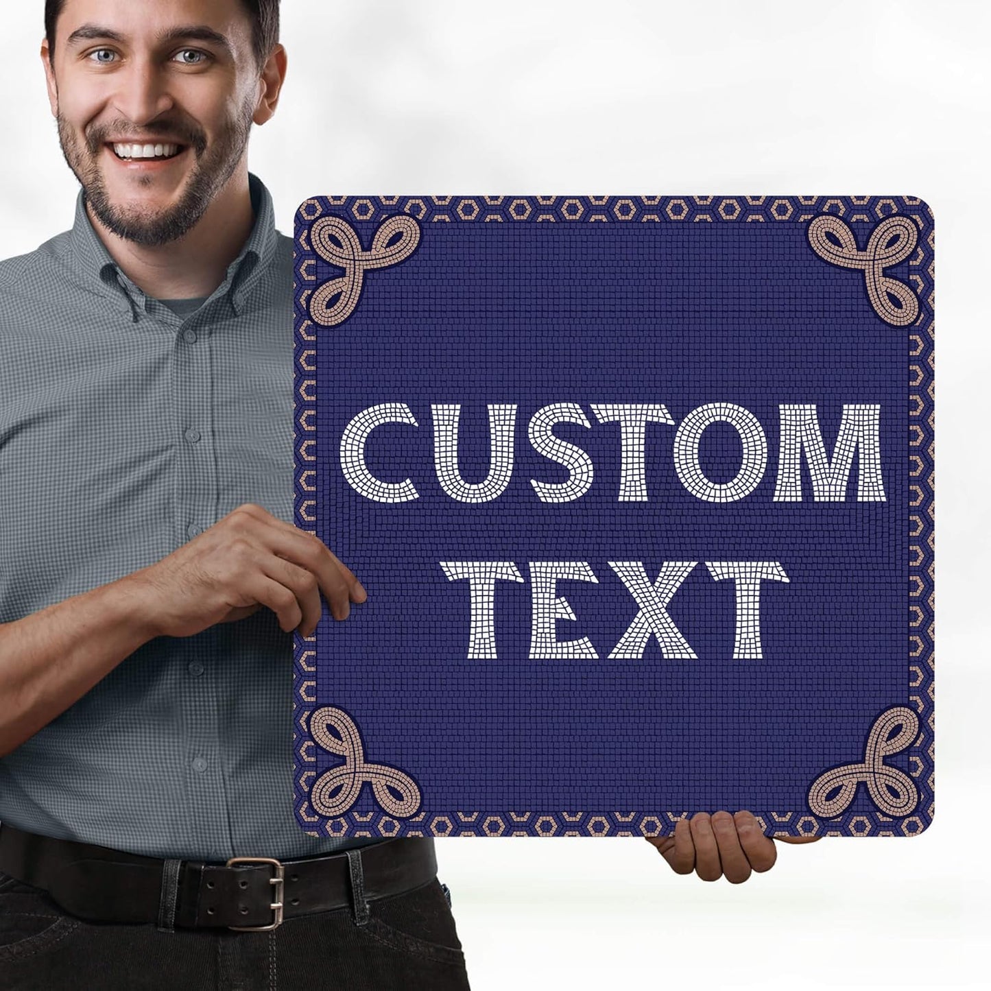 Custom Sign, Custom Street Sign, 11 Font Colors, 13 Font Styles, 4 Hole Options, 22 Sizes, 18x18 Inches, Rust Free DiBound, Fade Resistant, Made in USA by My Sign Center (Fauxsaic 1)