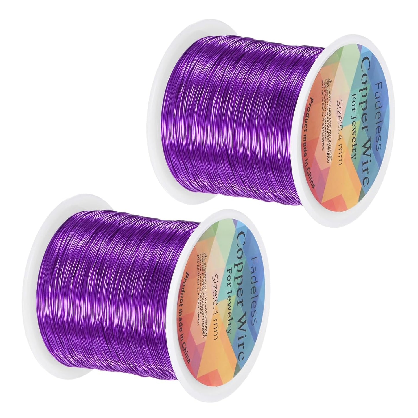 2-Rolls 0.4mm Jewelry Wire, 26 Gauge 328FT Craft Wire Copper Beading Wire for Jewelry Making/Planting/Weaving/DIY Crafting, Soft Metal Wires [100M, Purple]